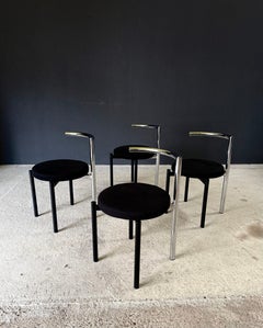 Postmodern Minimalist Design Dining Chair set, Italy 1980's