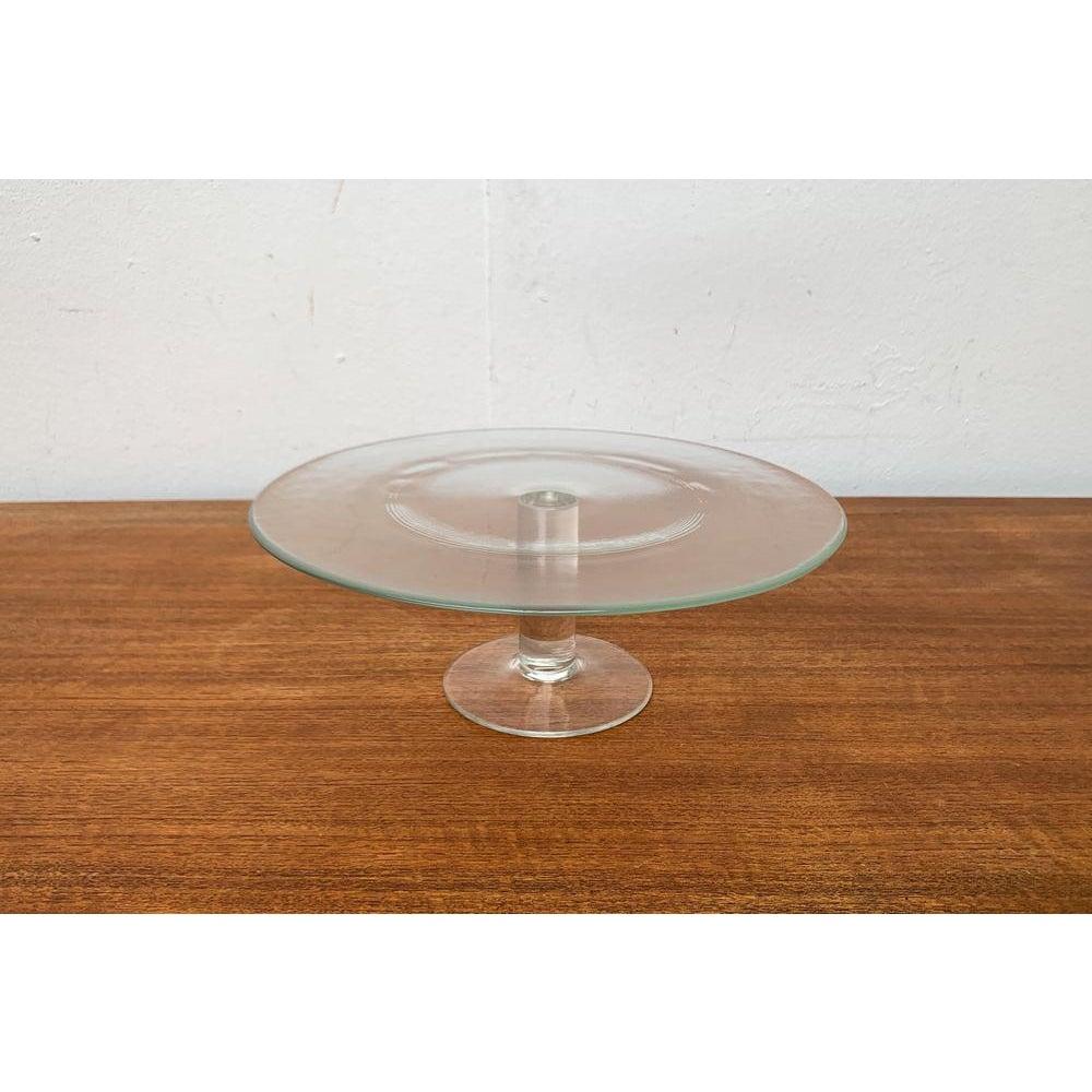 Plato de cristal minimalista postmoderno para tartas, años 80 en venta 1