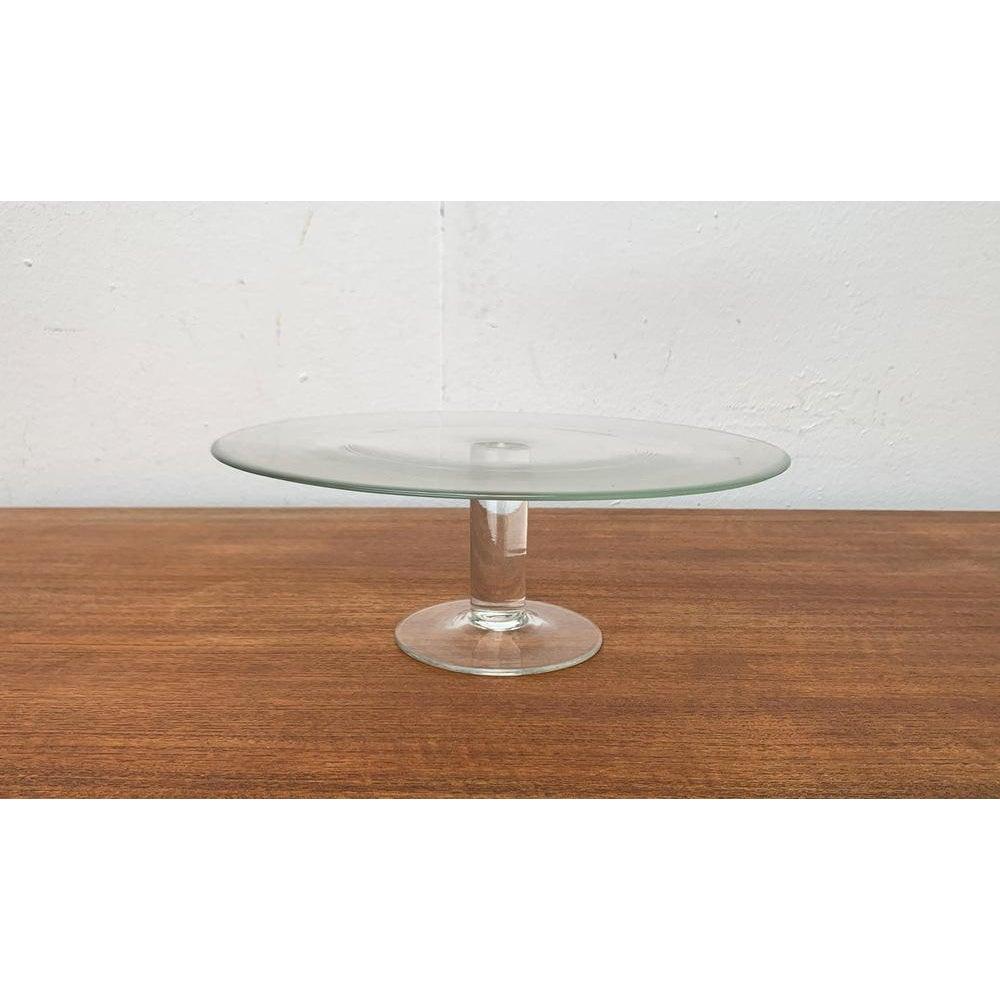 Plato de cristal minimalista postmoderno para tartas, años 80 en venta 2