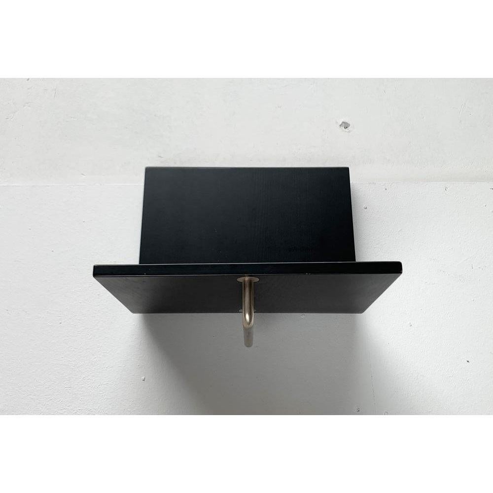Minimalist wardrobe from the renowned manufacturer Schönbuch.

A simple design of special materiality. The element of lacquered wood is bent at 90 degrees, forming a shelf on the upper side. On the bottom side is integrated a coat rack. A special