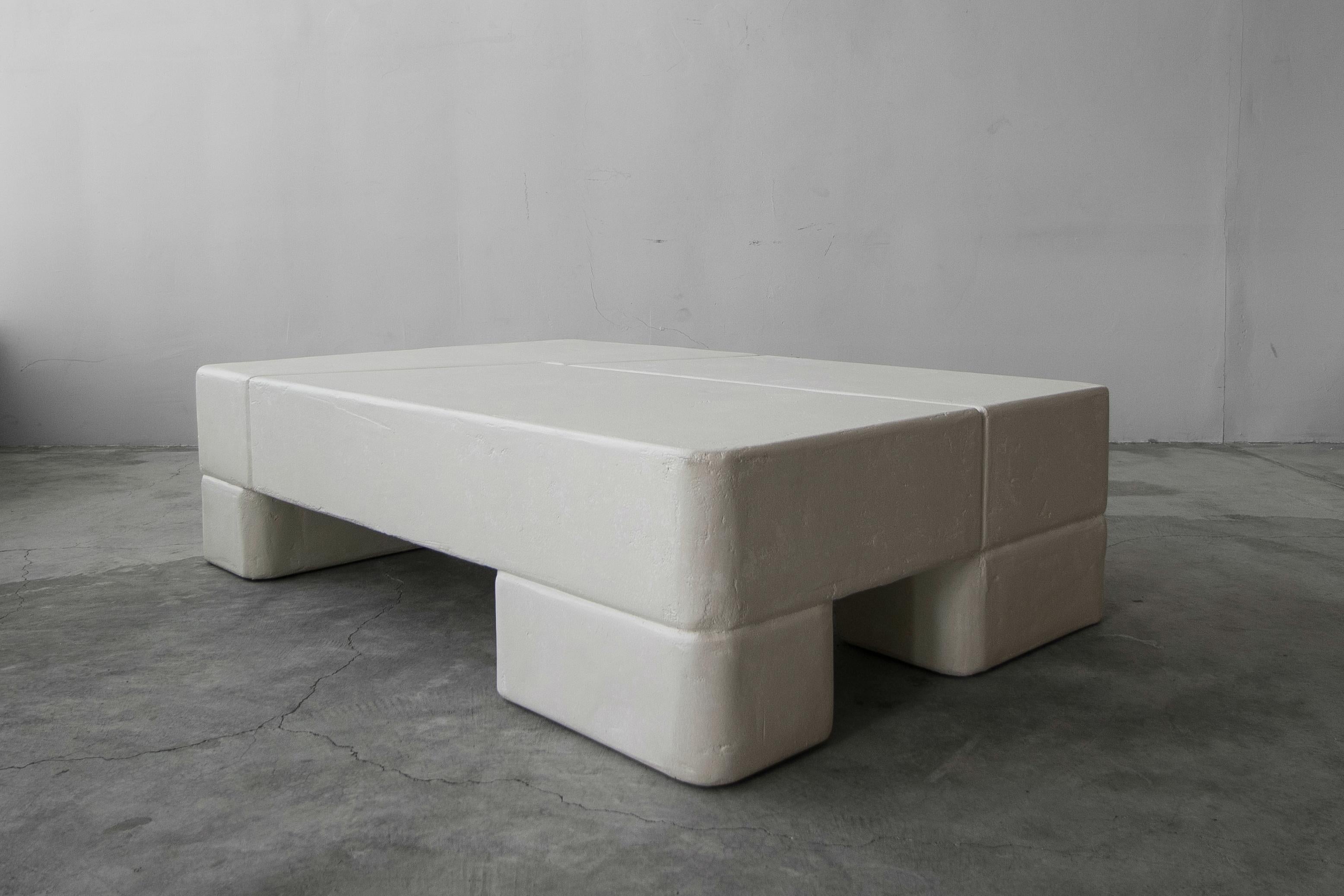 A wonderful oversized plaster coffee table, with lots of depth and texture. The perfect piece to add some serious interest and style to any space. Truly a beautiful piece of art. Form and function.

Table is in excellent condition.