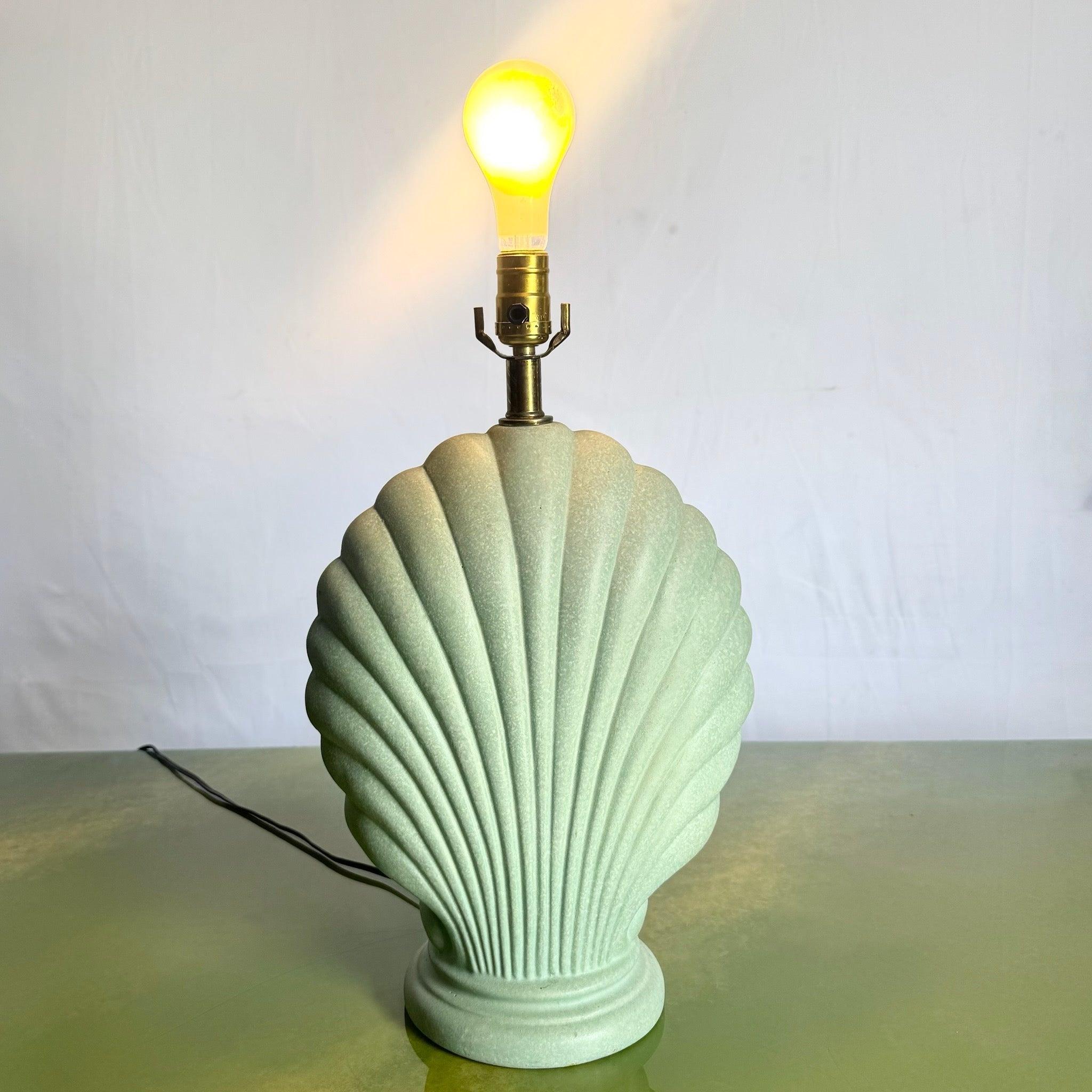 American Postmodern Mint Green Ceramic Clam Shell Table Lamp For Sale