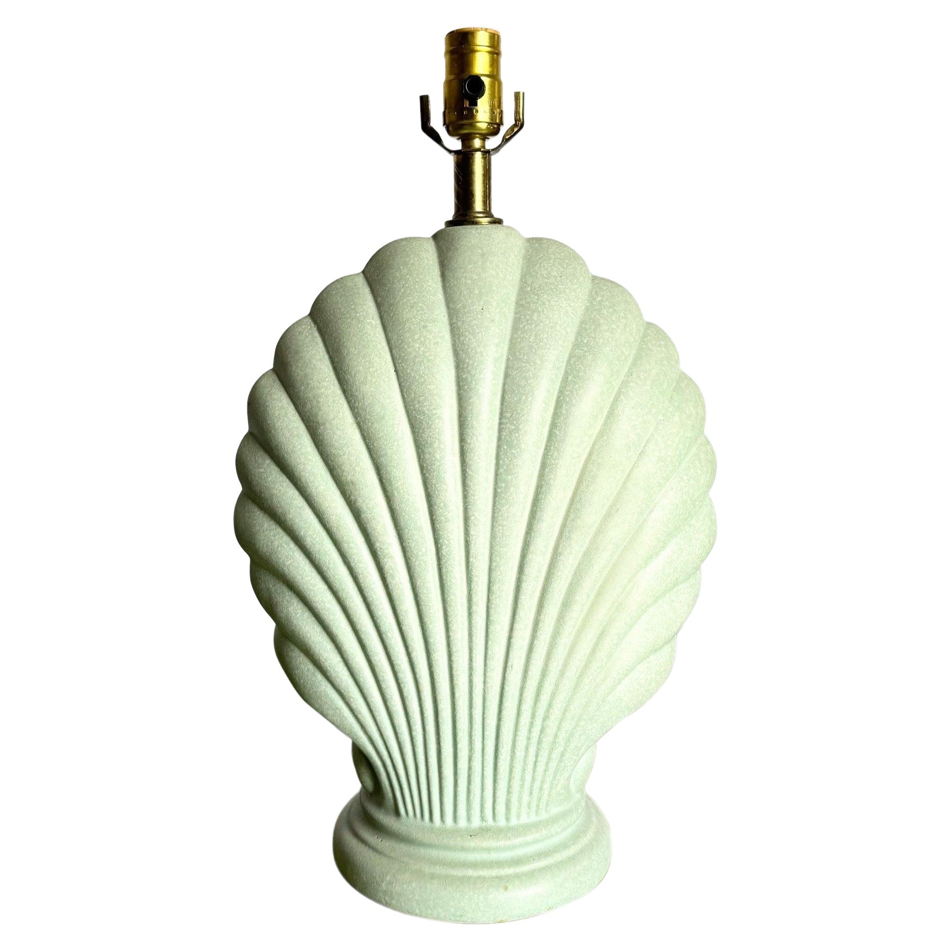 Lampe de table postmoderne à coquille de palourde en céramique vert menthe en vente