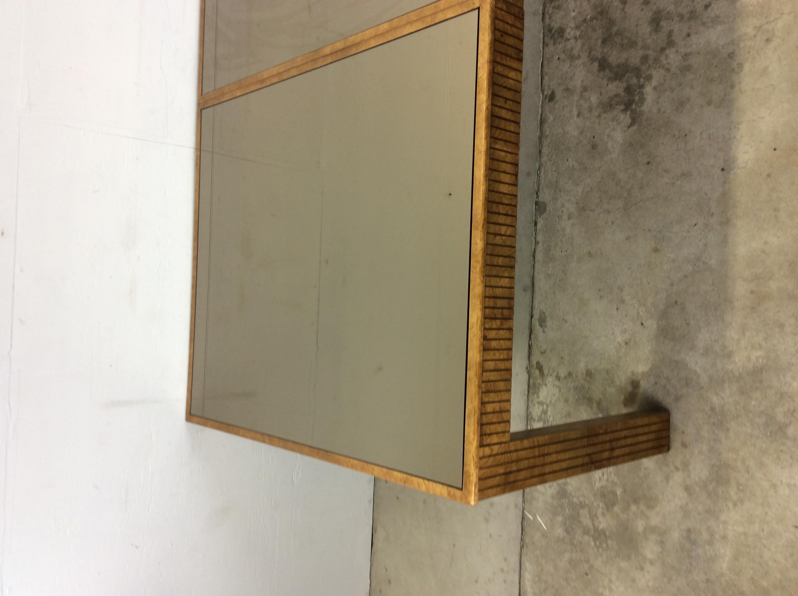 Postmodern Mirror Top Dining Table with Burlwood by American of Martinsville In Good Condition In Freehold, NJ