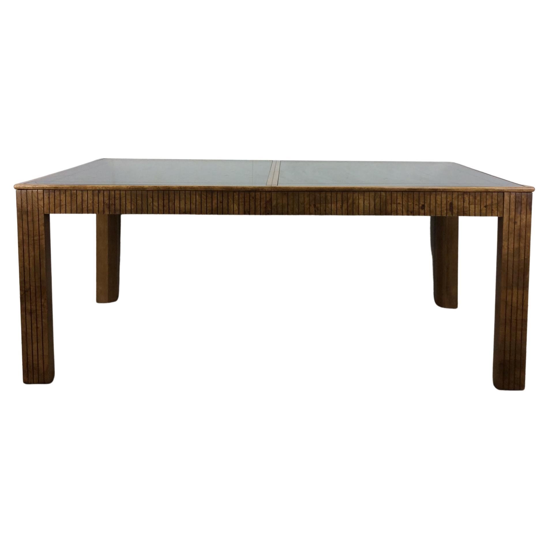 Postmodern Mirror Top Dining Table with Burlwood by American of Martinsville