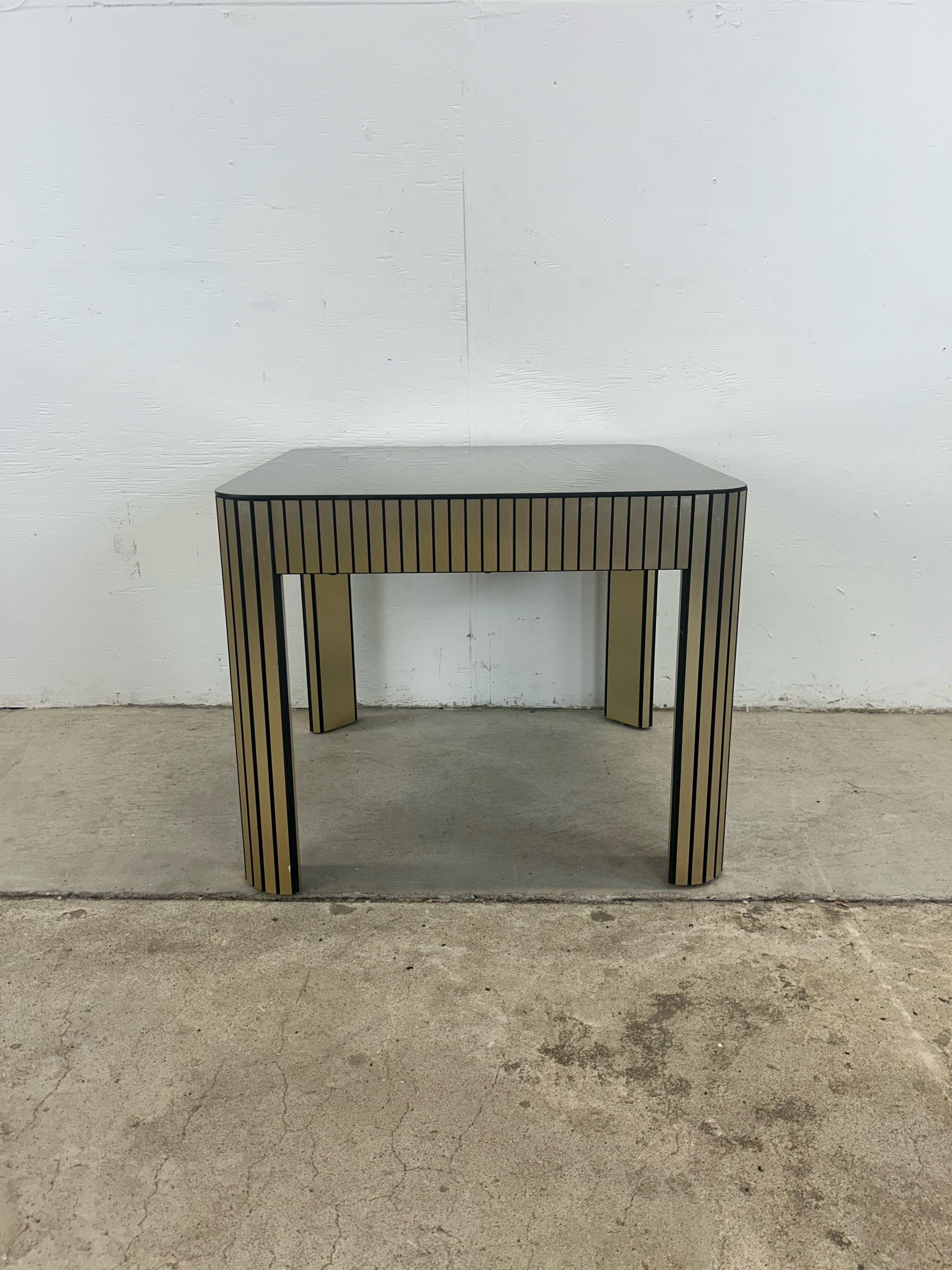 Postmodern Mirrored Glass Top End Table with Chrome Accented Base For Sale 10