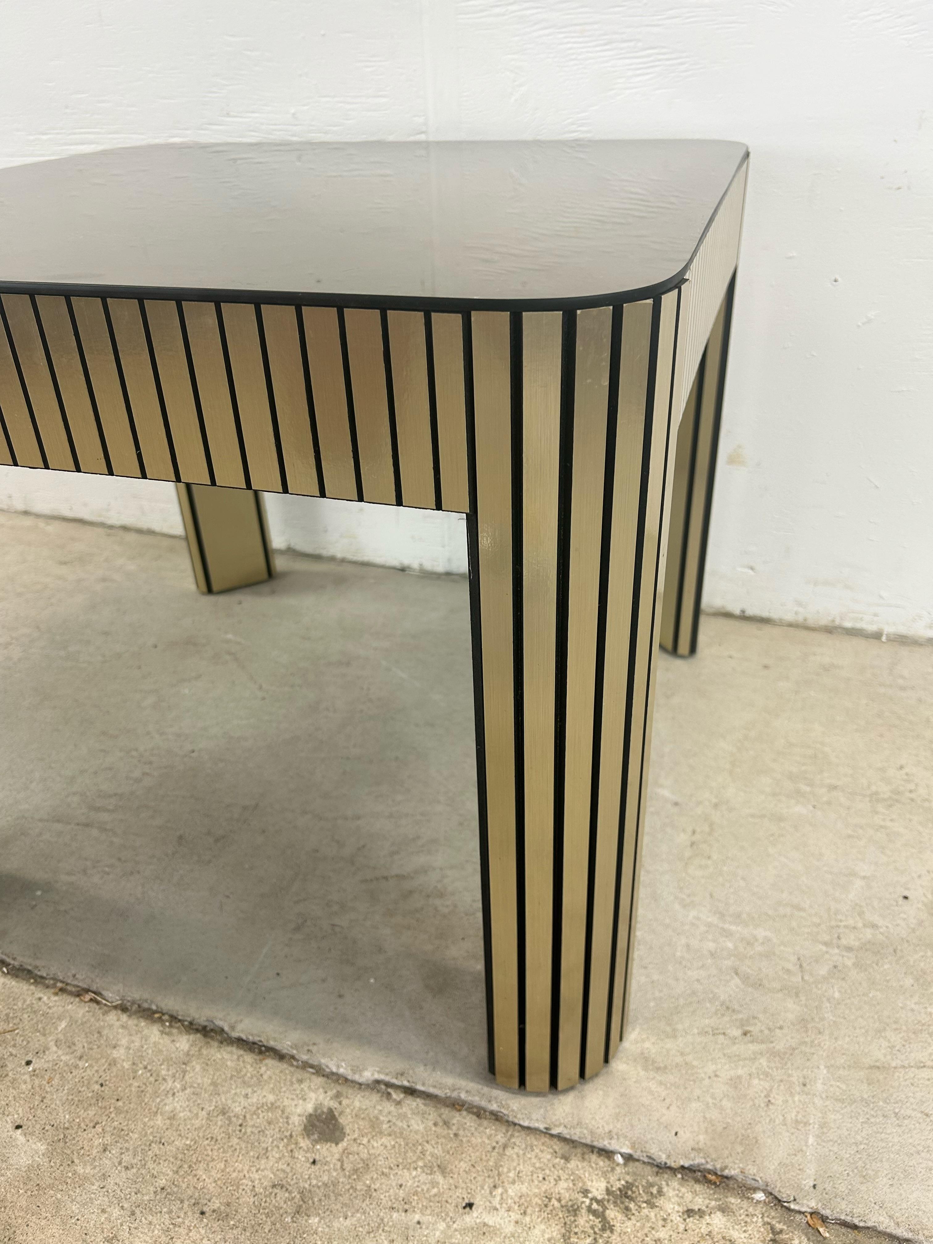 Postmodern Mirrored Glass Top End Table with Chrome Accented Base For Sale 12