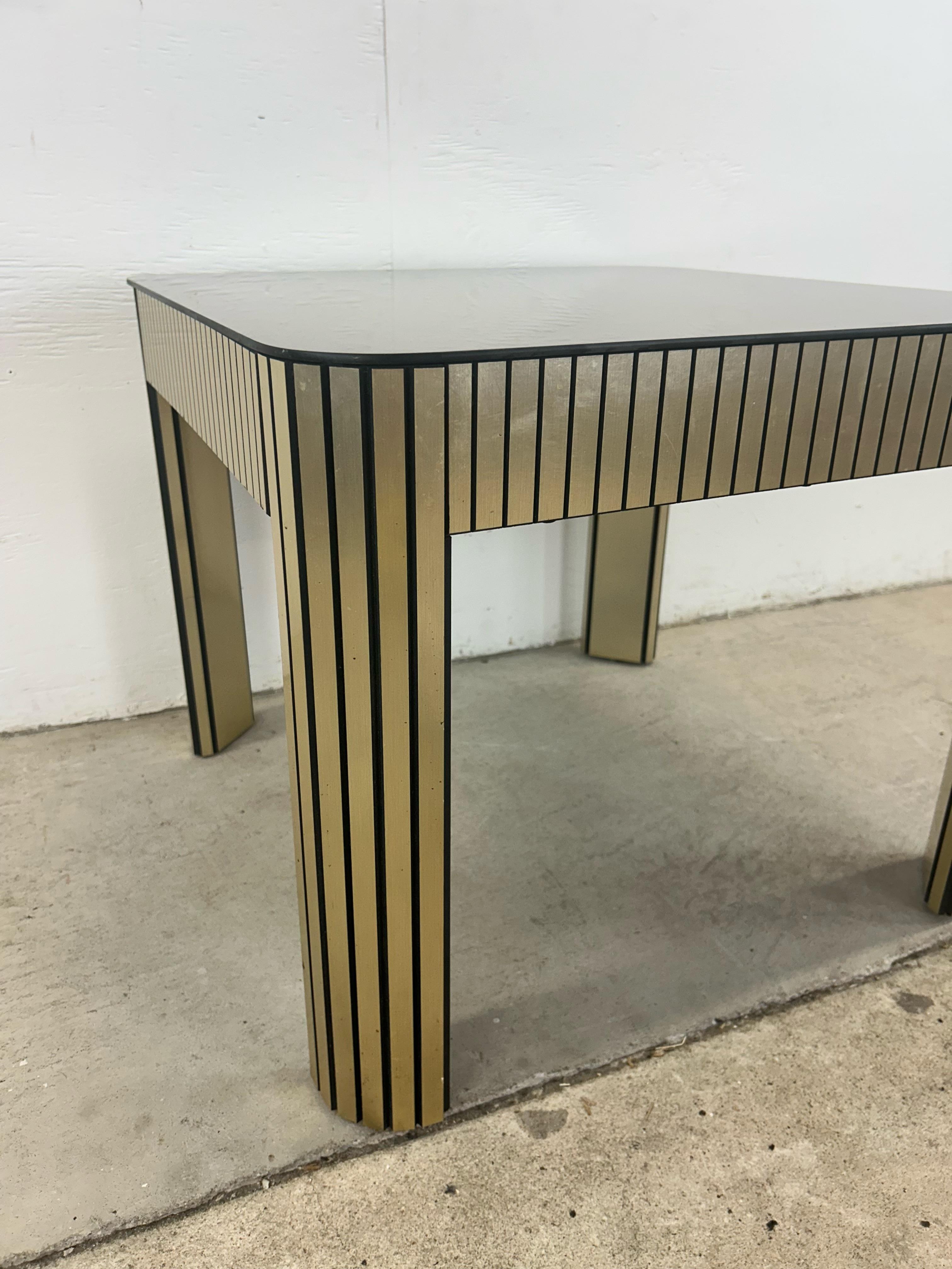Postmodern Mirrored Glass Top End Table with Chrome Accented Base For Sale 13