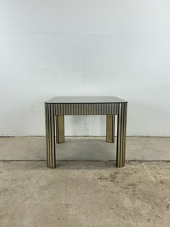 Postmodern Mirrored Glass Top End Table with Chrome Accented Base