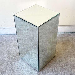 Postmodern Mirrored Pedestal Side Table
