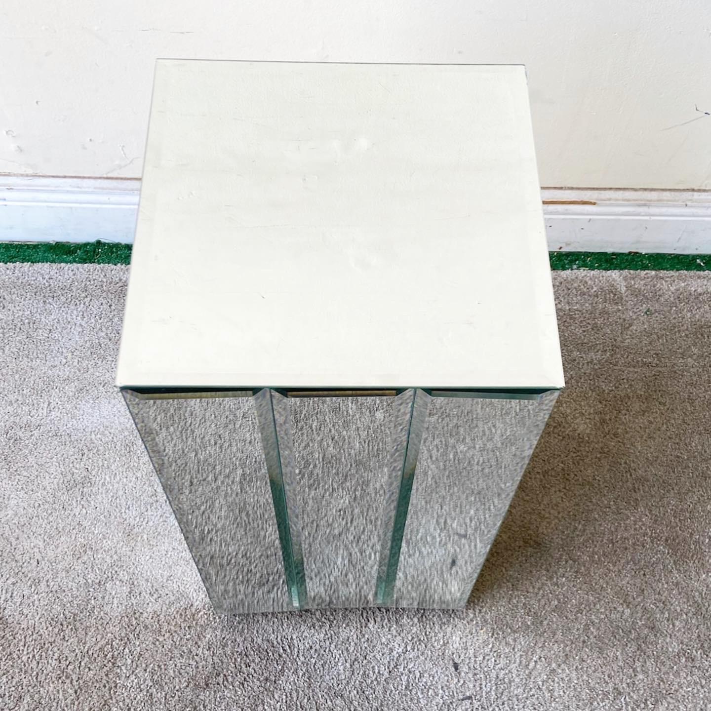 Postmodern Mirrored Rectangular Pedestal For Sale 3