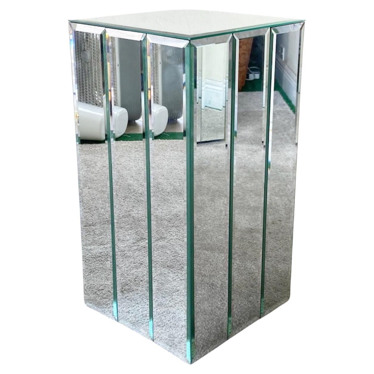 Postmodern Mirrored Rectangular Pedestal For Sale