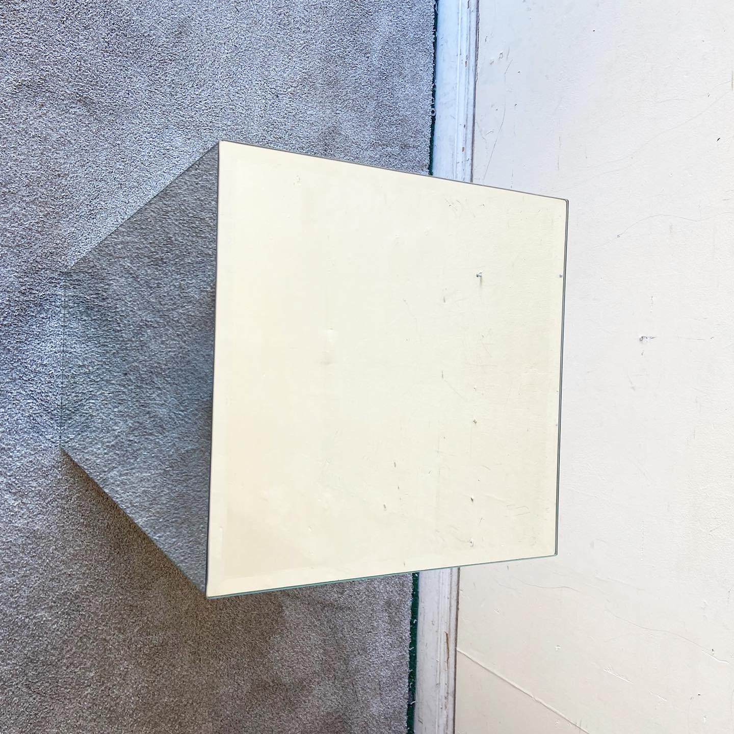 Post-Modern Postmodern Mirrored Rectangular Pedestal Table