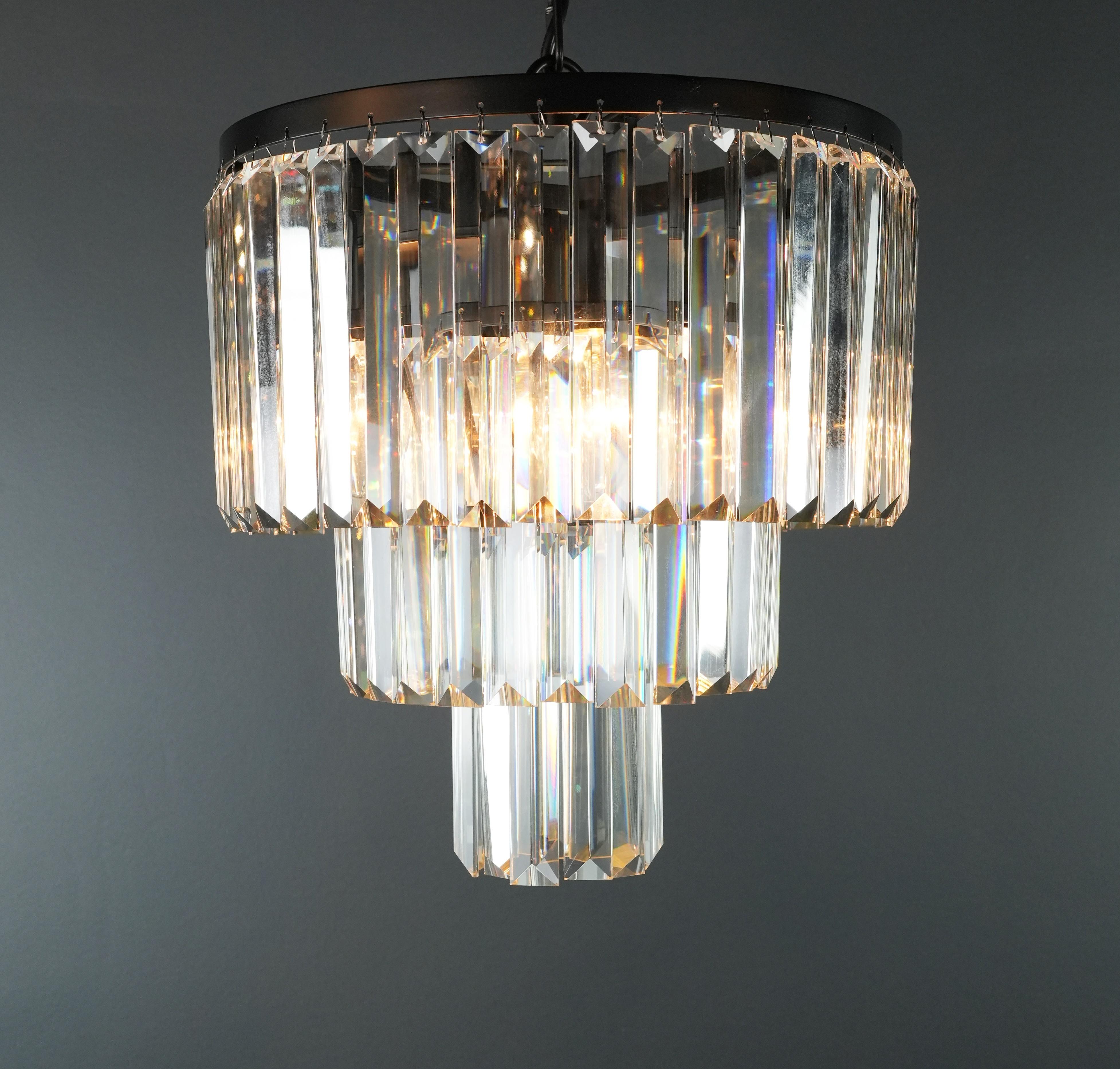 Postmoderner Moderner Schwarzer Runder Kronleuchter Art Nouveau (Deutsch) im Angebot