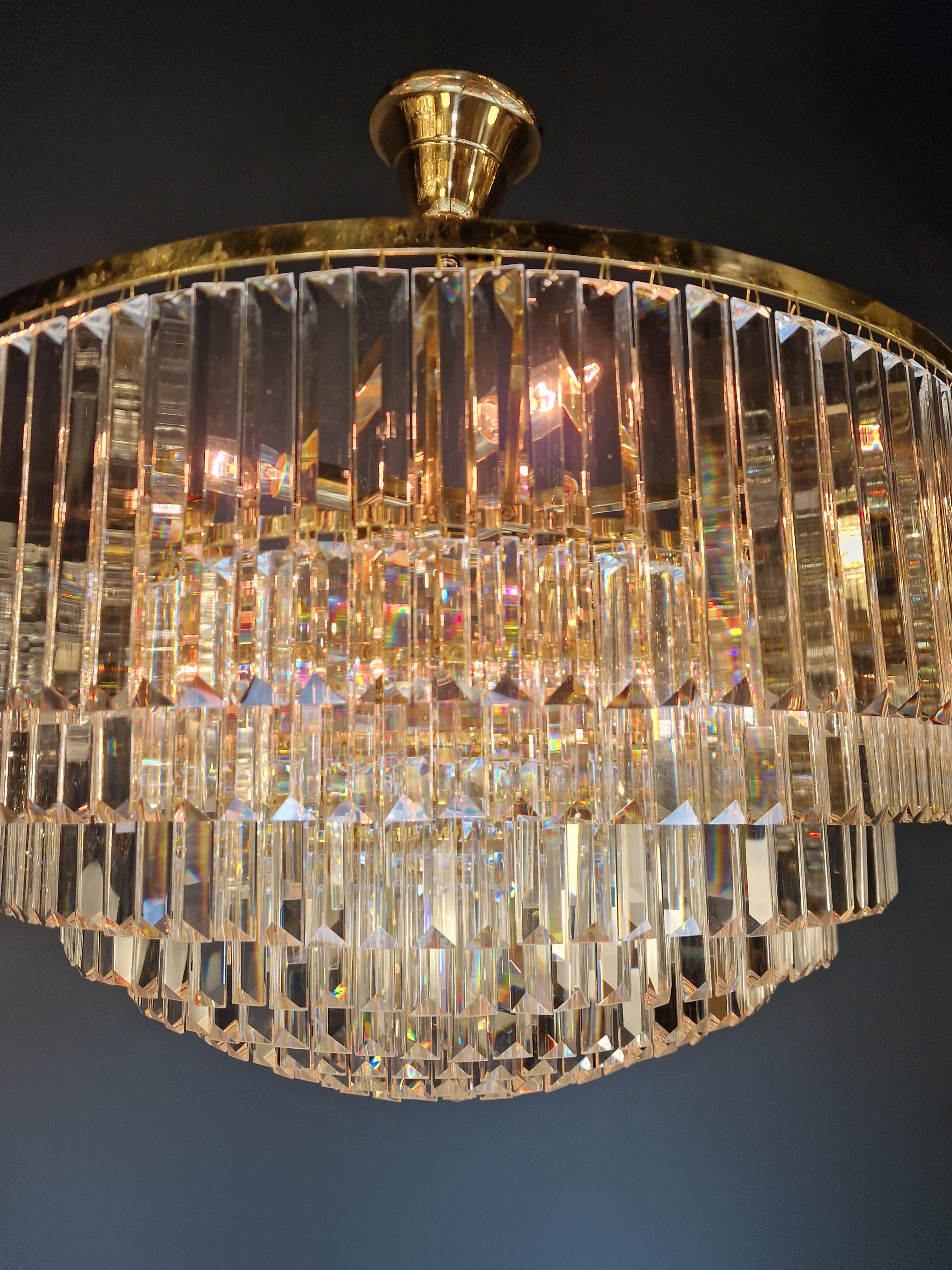 Araña redonda de latón dorado Art Nouveau XXL moderna postmoderna en venta 3