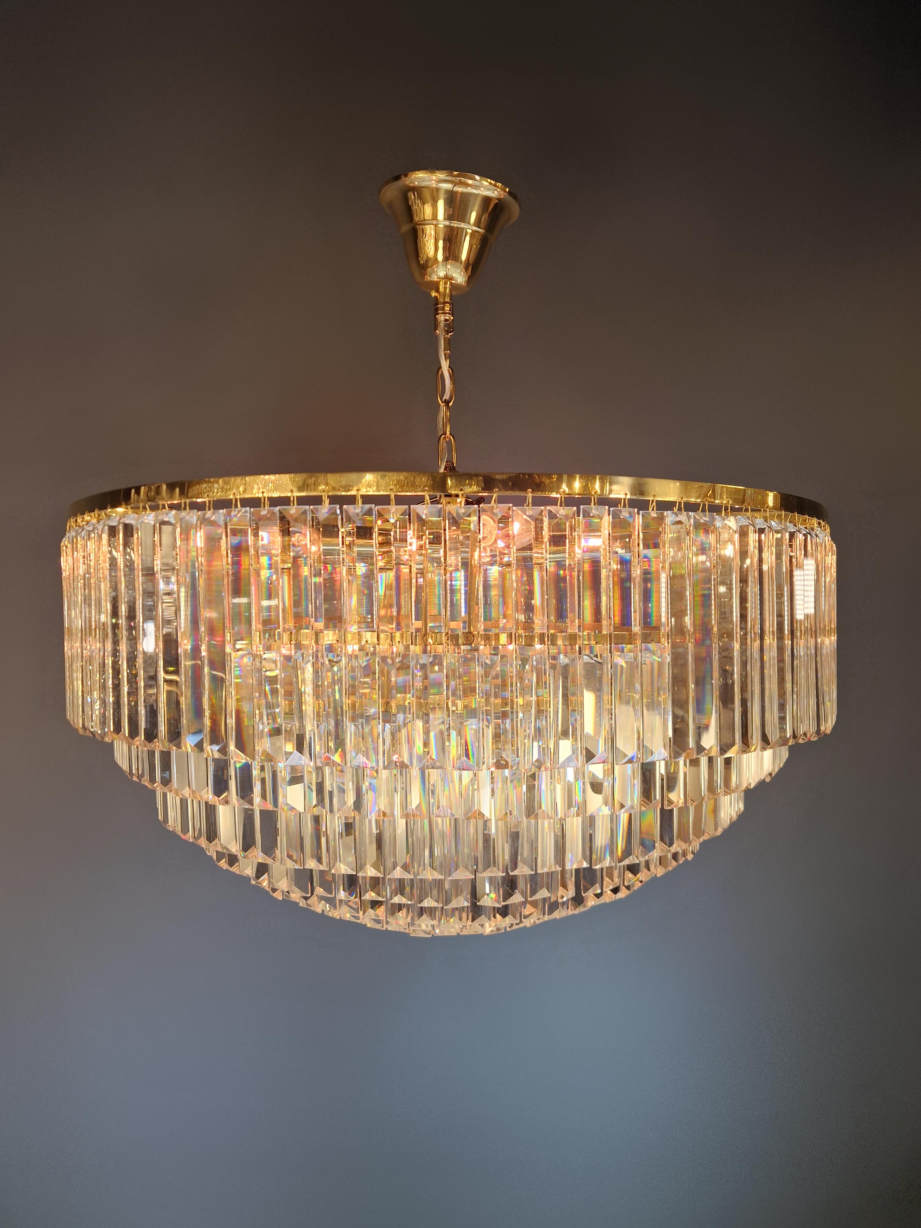 Araña redonda de latón dorado Art Nouveau XXL moderna postmoderna Alemán en venta