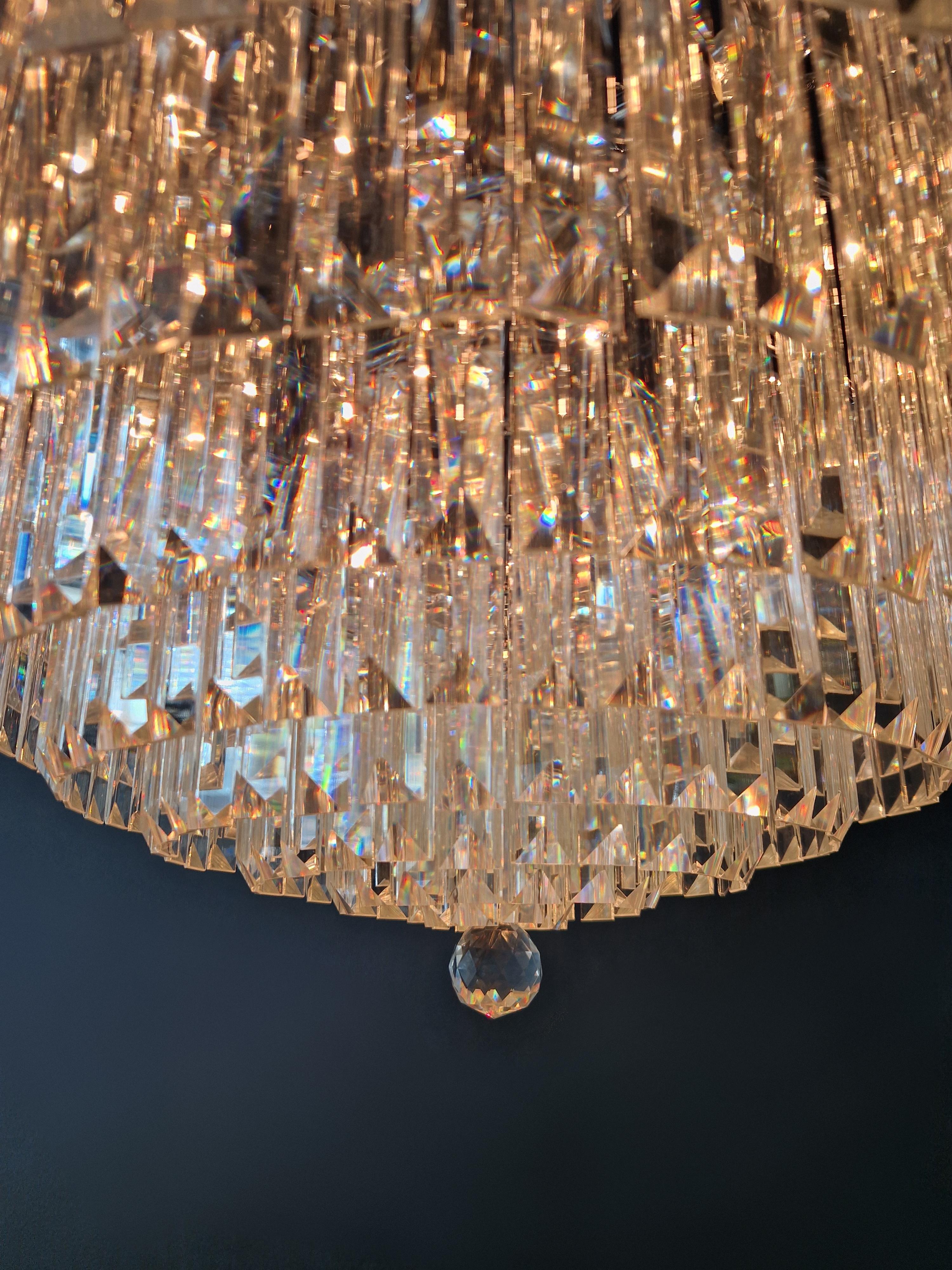 Postmodern Modern Silver Chrom Round Chandelier Art Nouveau XXL For Sale 3