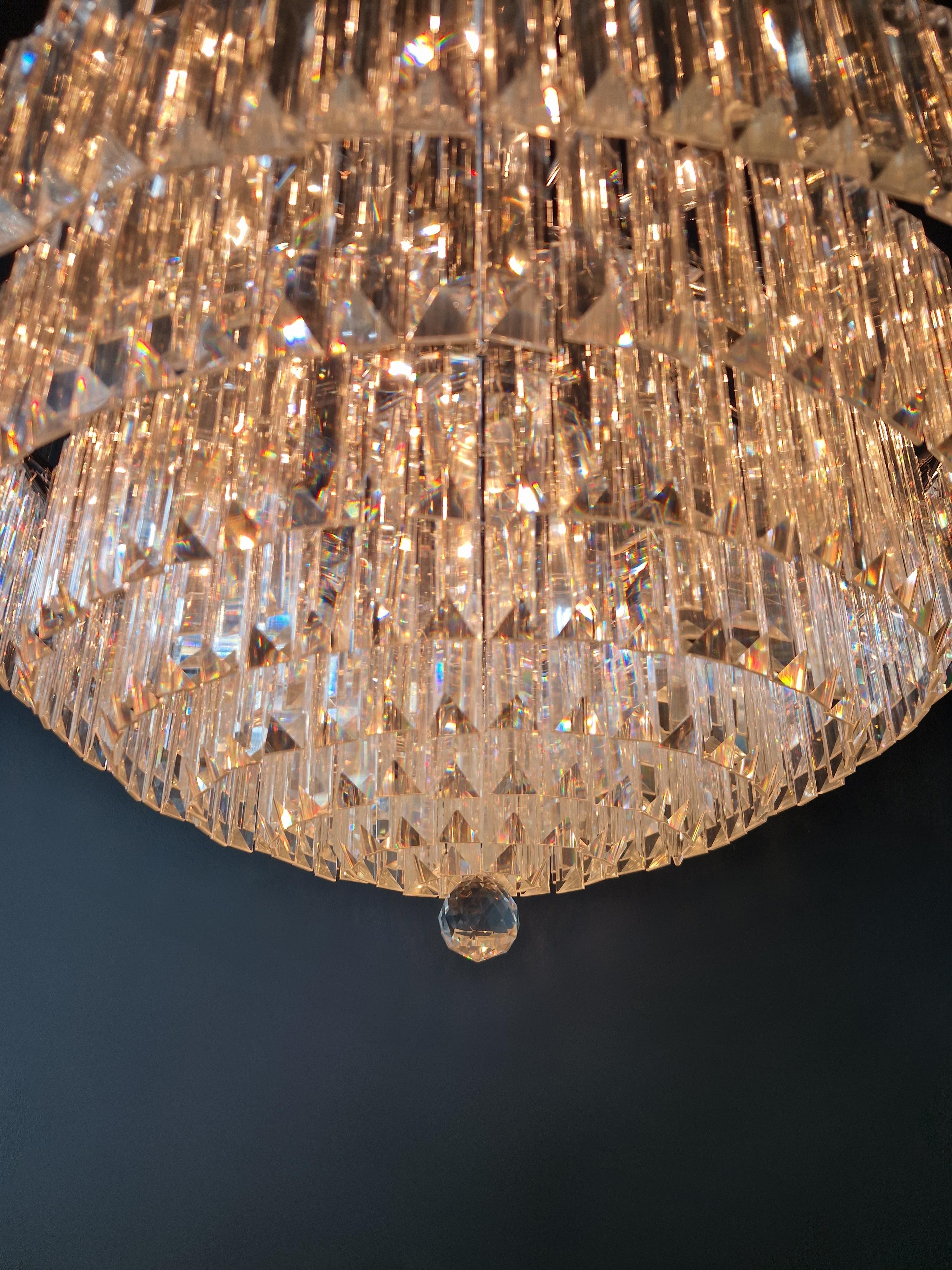 Postmodern Modern Silver Chrom Round Chandelier Art Nouveau XXL For Sale 4