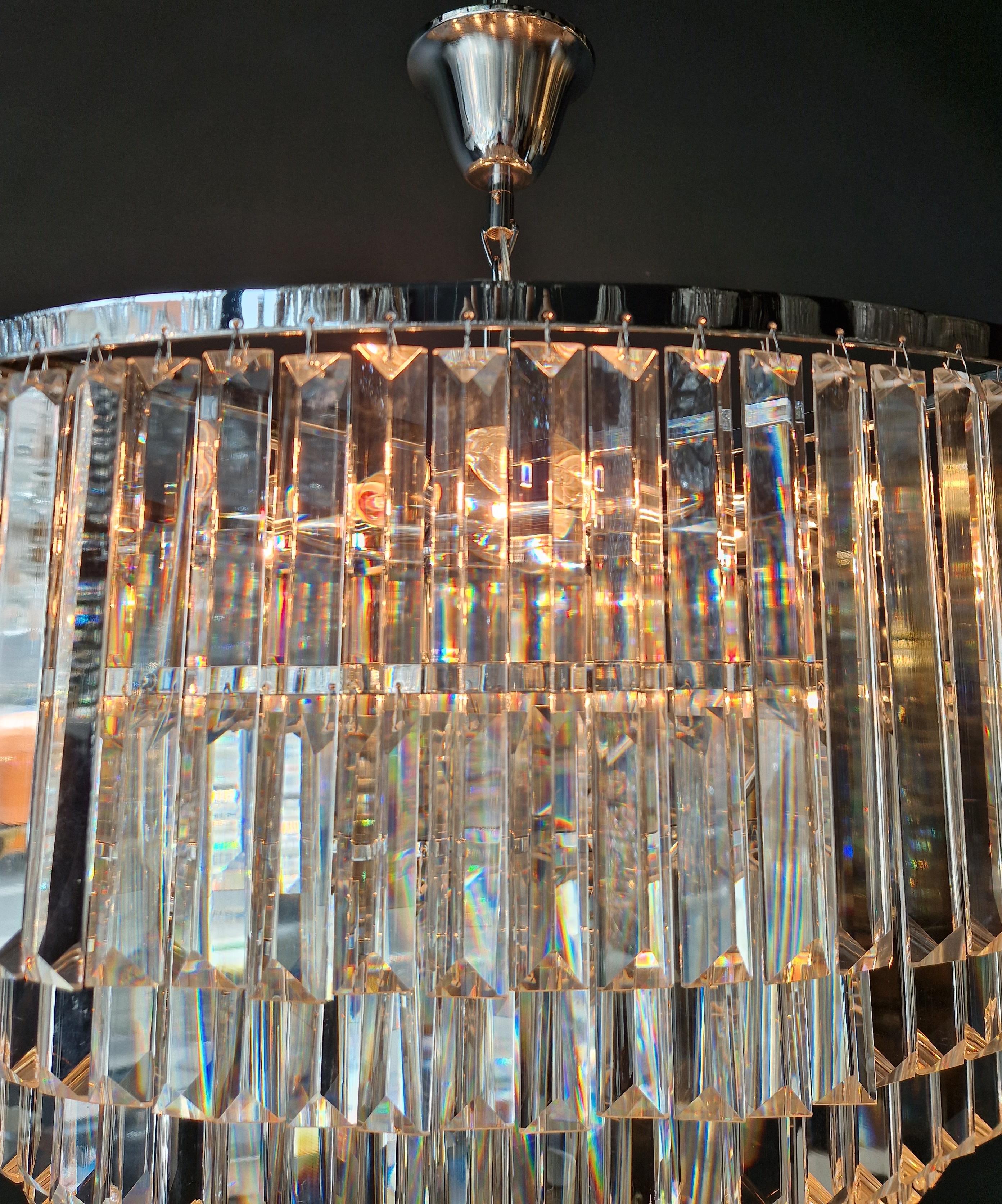 Postmodern Modern Silver Chrom Round Chandelier Art Nouveau XXL For Sale 5