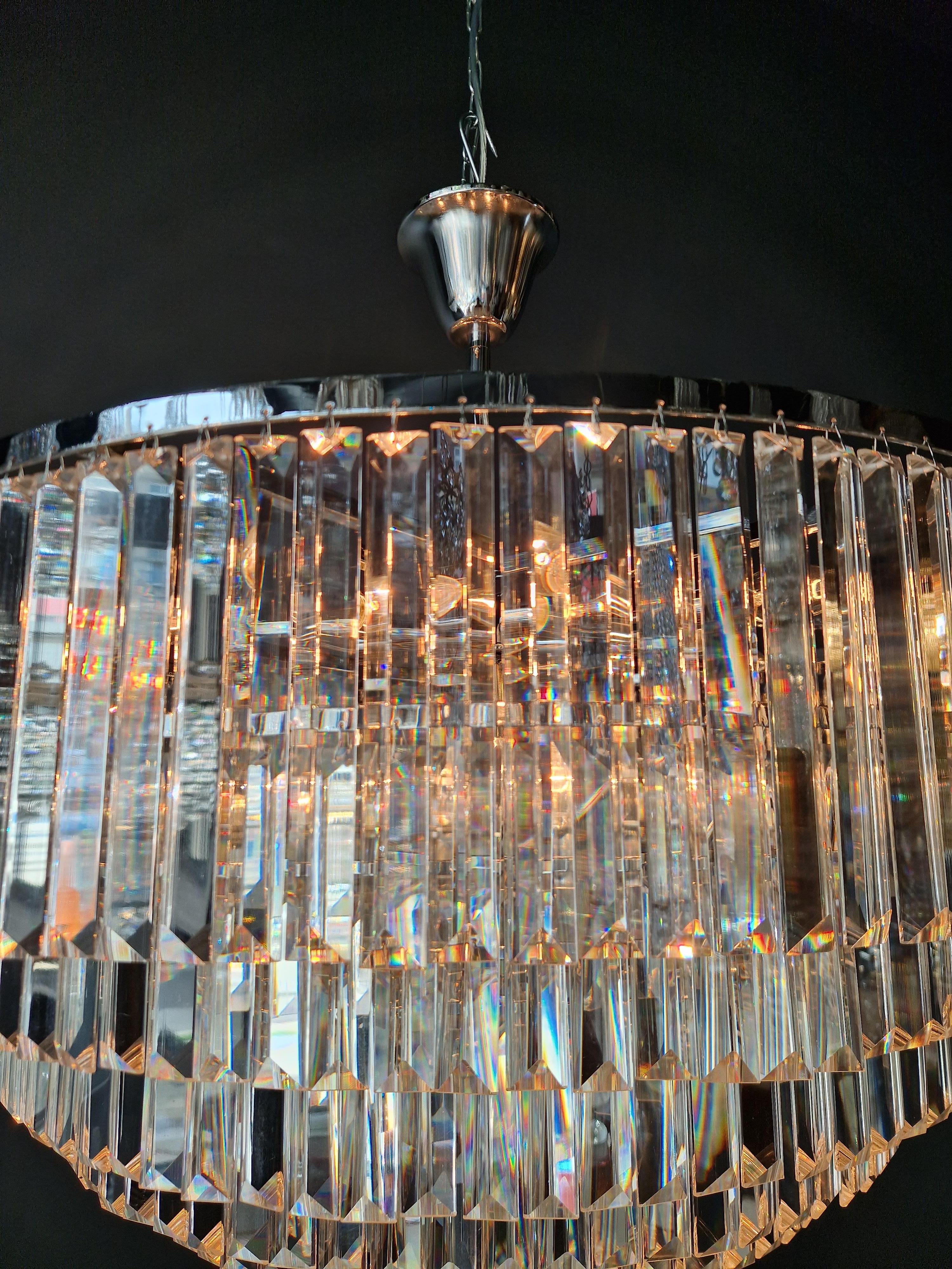 Postmodern Modern Silver Chrom Round Chandelier Art Nouveau XXL For Sale 8