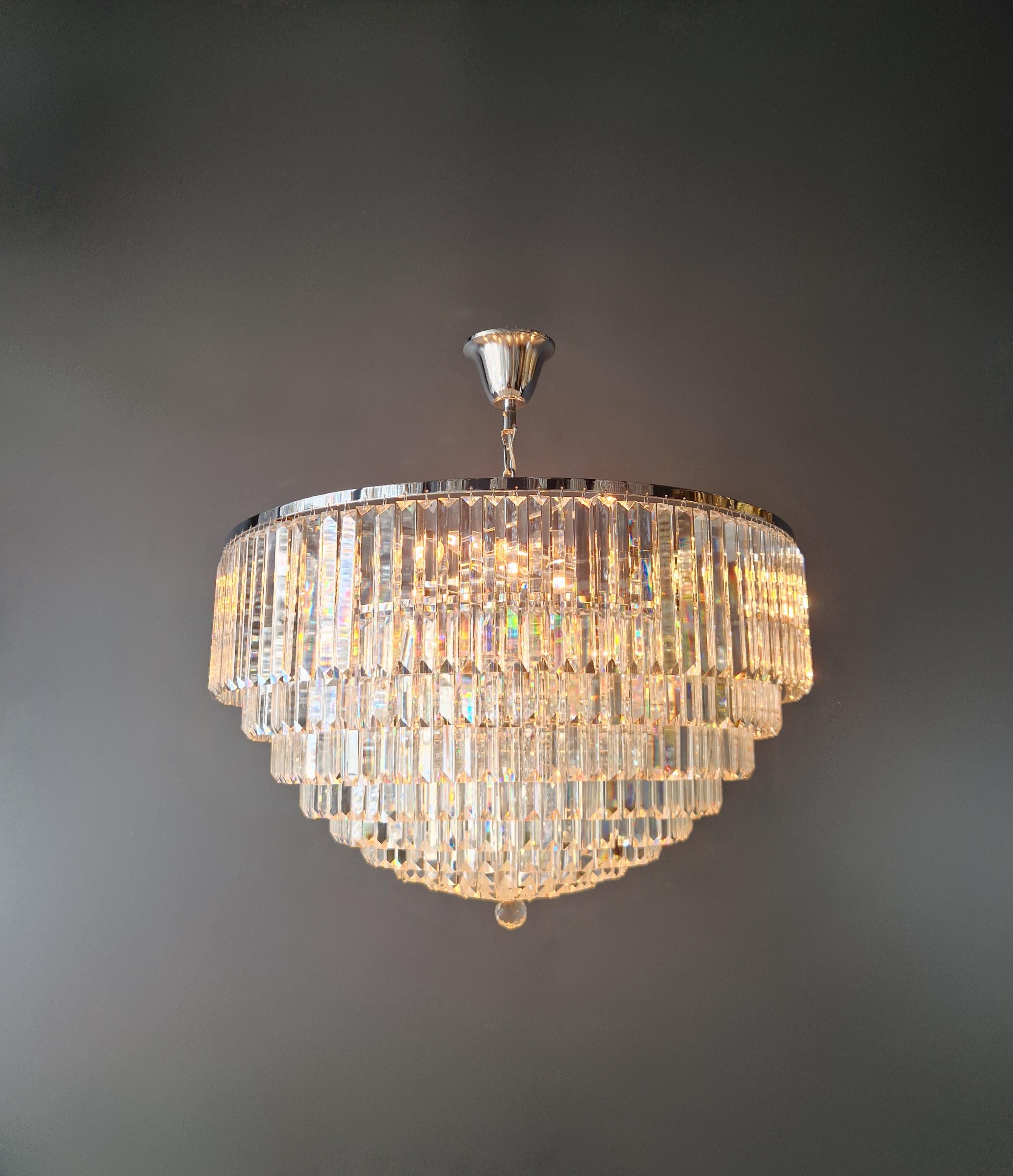 Post-Modern Postmodern Modern Silver Chrom Round Chandelier Art Nouveau XXL For Sale