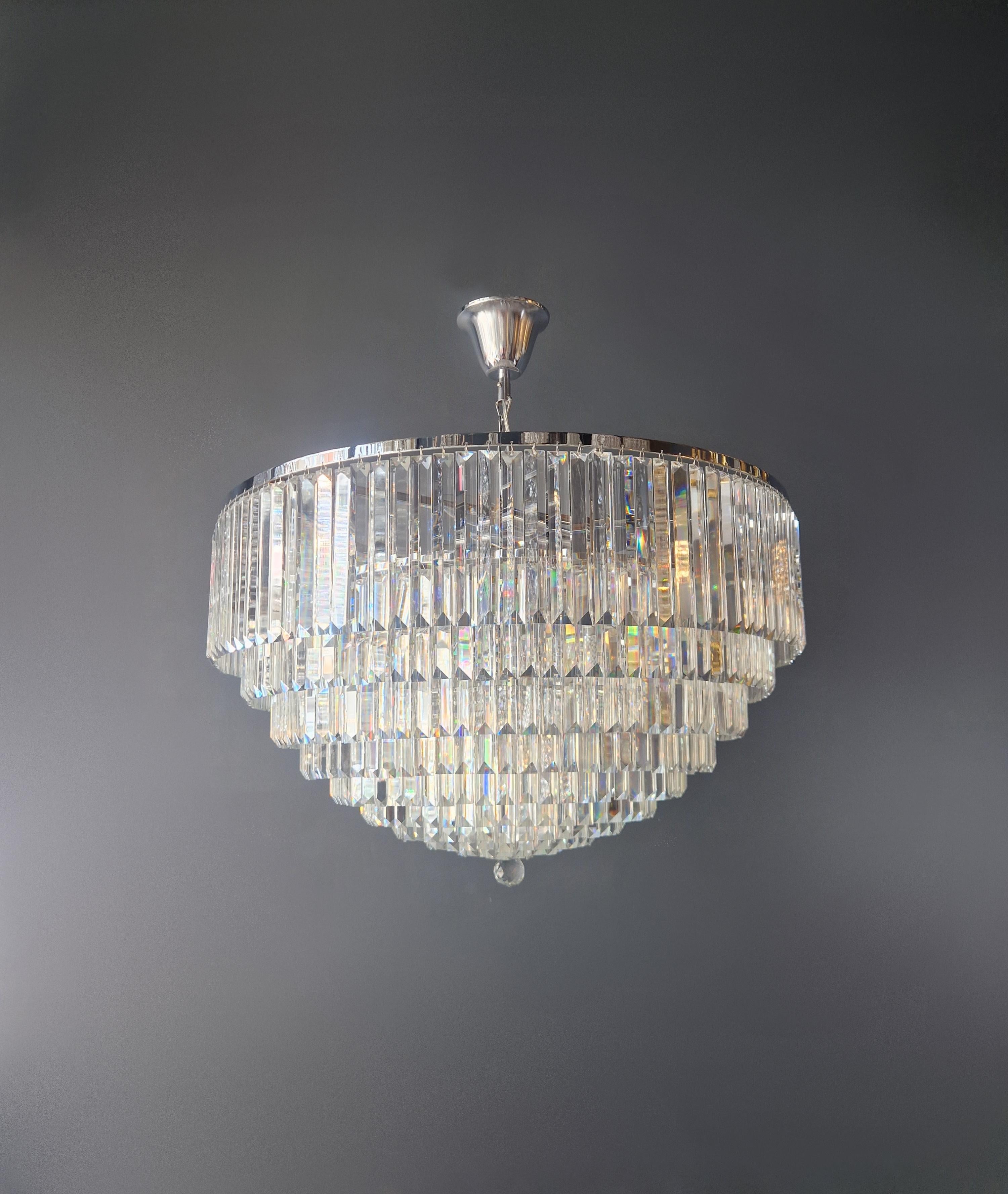 Postmodern Modern Silver Chrom Round Chandelier Art Nouveau XXL In New Condition For Sale In Berlin, DE