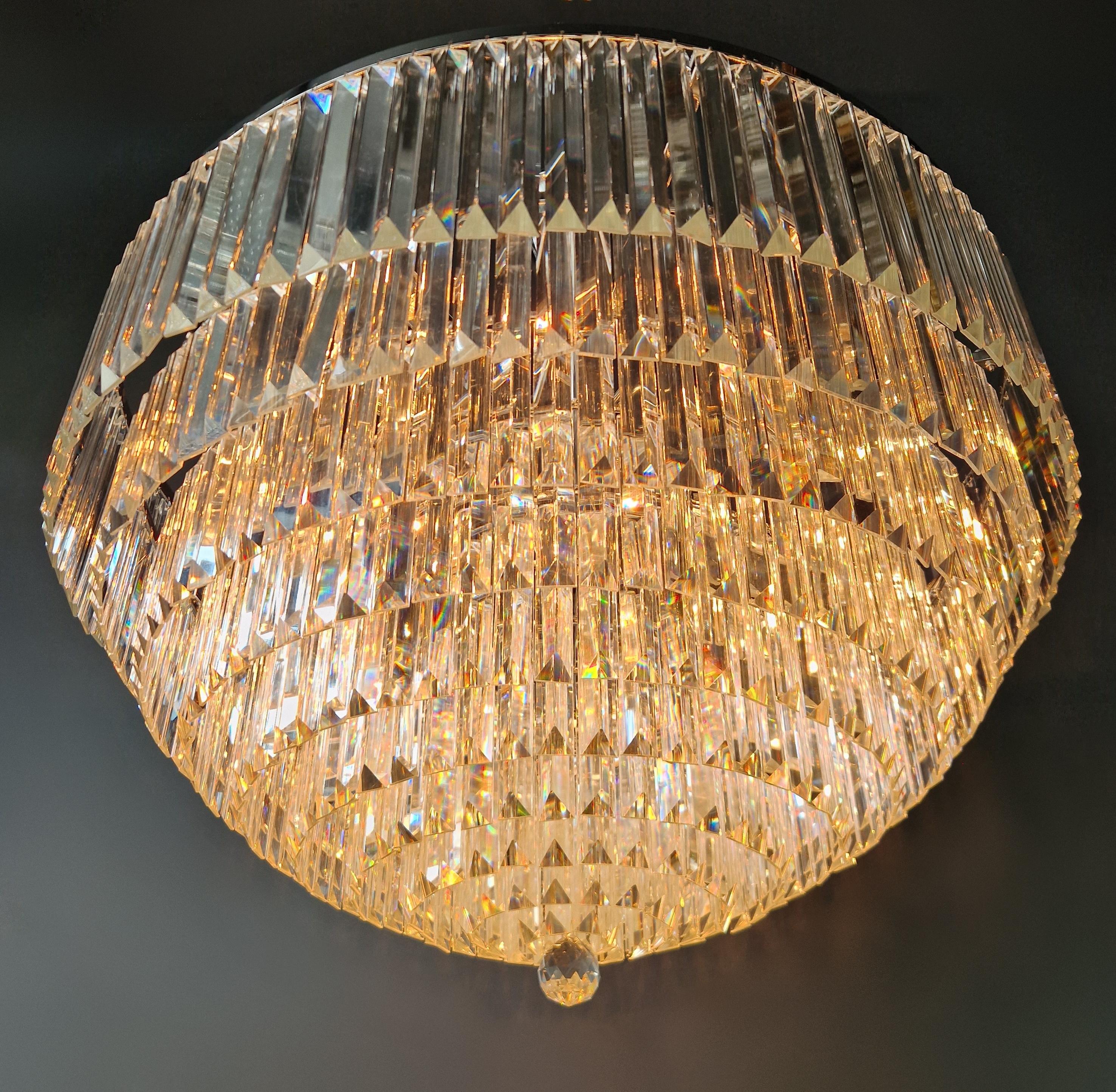 Postmodern Modern Silver Chrom Round Chandelier Art Nouveau XXL For Sale 1