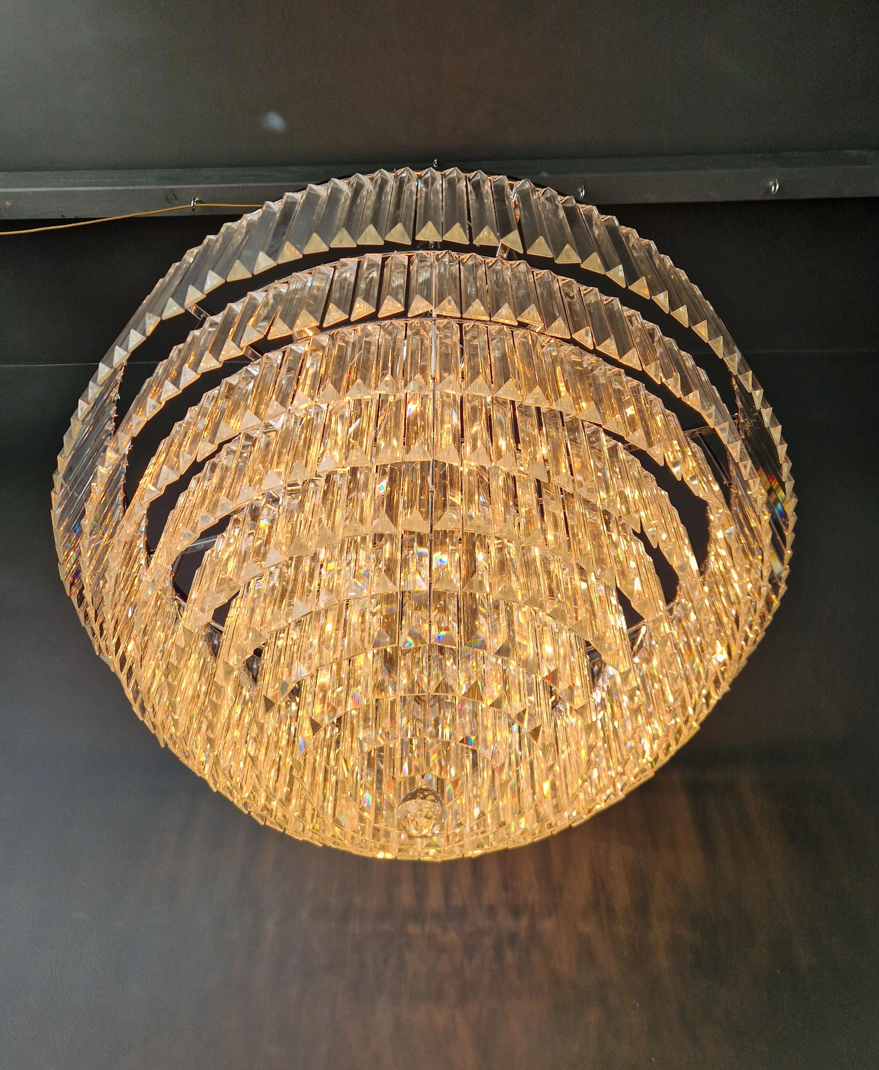 Postmodern Modern Silver Chrom Round Chandelier Art Nouveau XXL For Sale 2