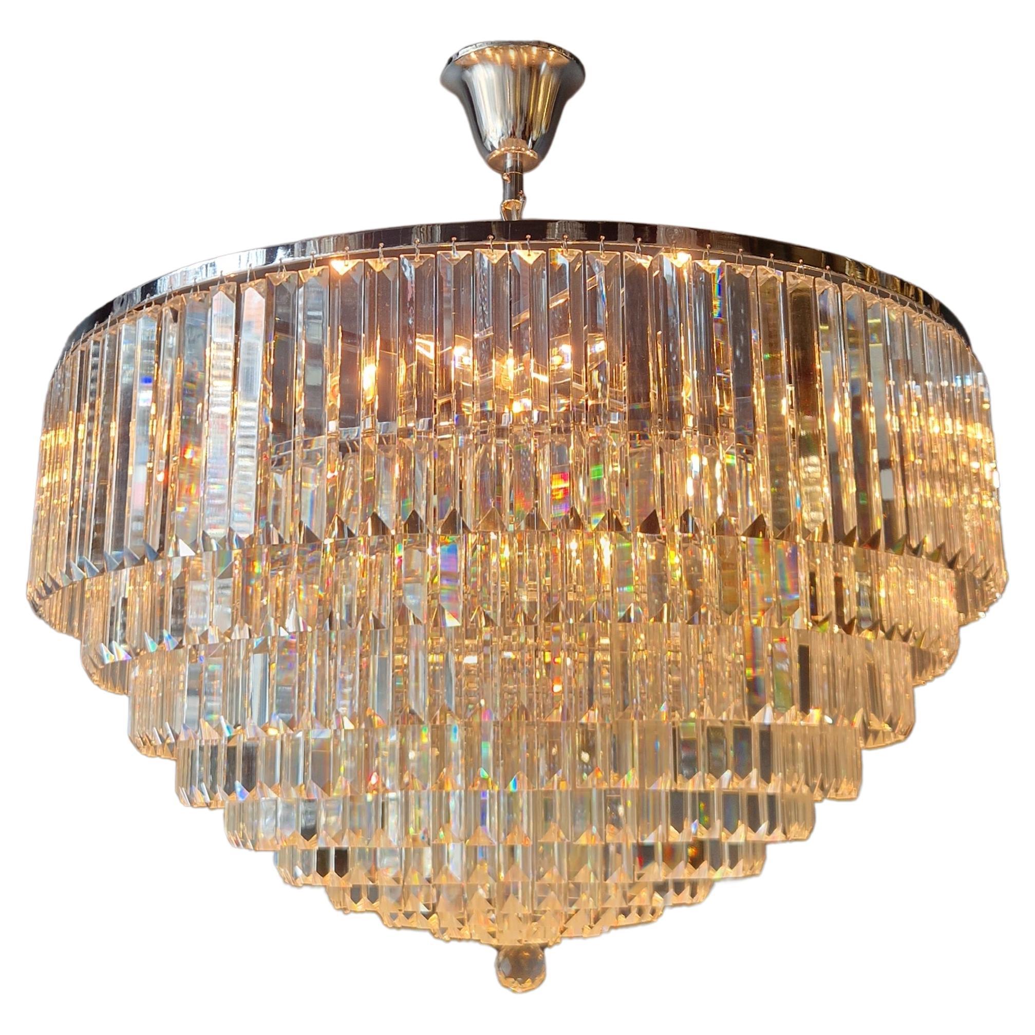 Postmodern Modern Silver Chrom Round Chandelier Art Nouveau XXL