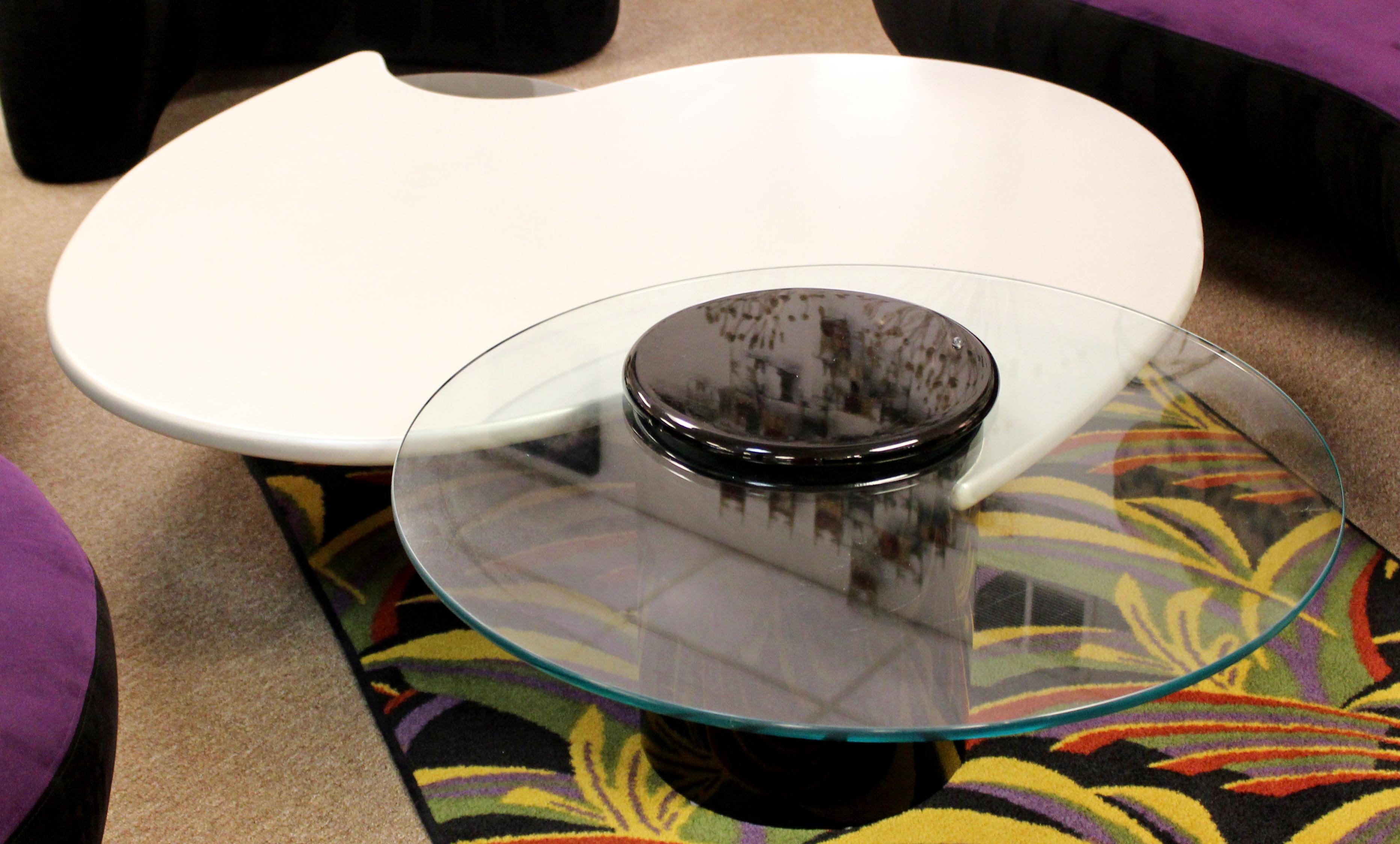 Postmodern Modernist Rougier Articulating 3-Tier Coffee Table, 1980s In Good Condition In Keego Harbor, MI