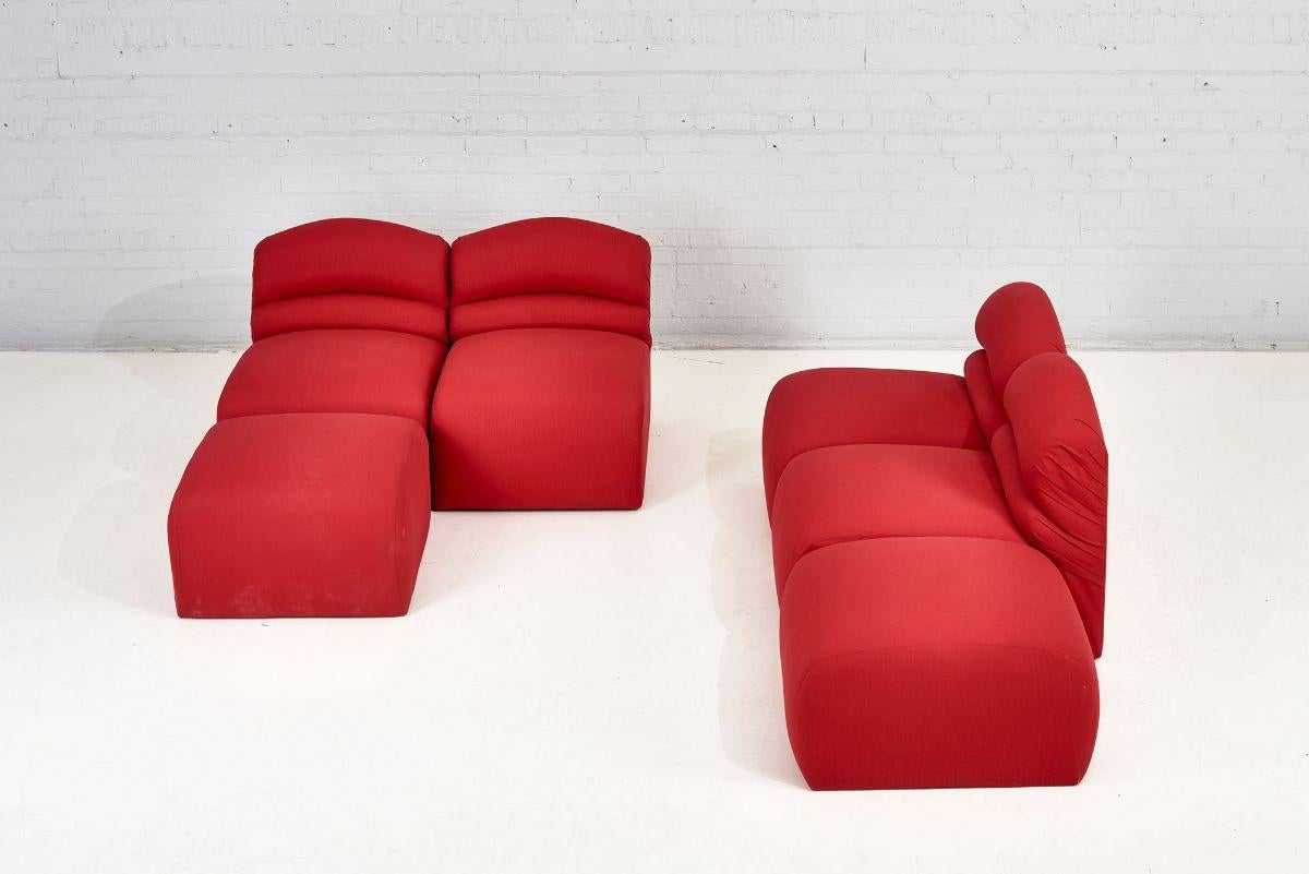Upholstery Brueton Postmodern Modular Sectional Sofa, 1980