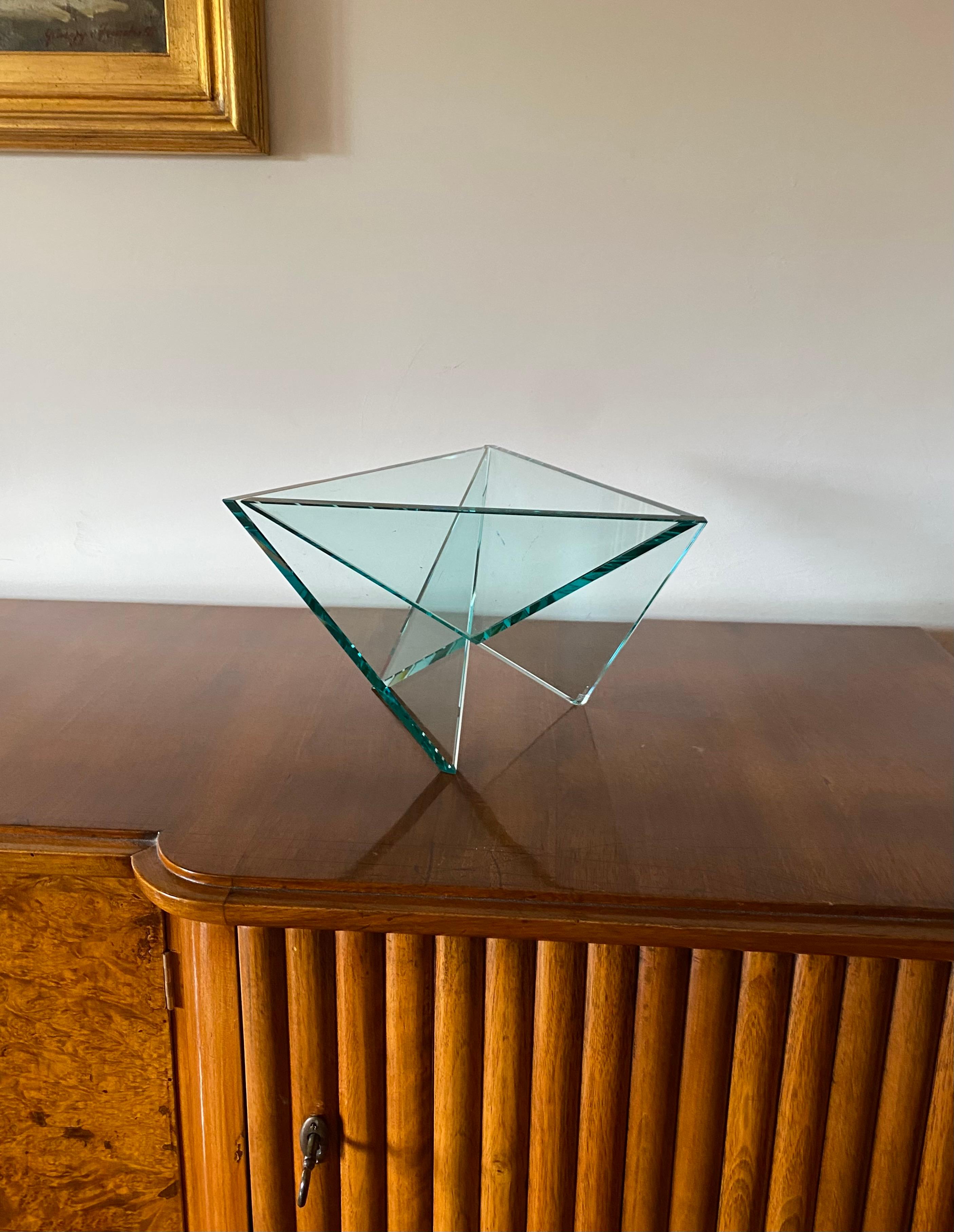 Post-Modern Postmodern molded glass bowl / centerpiece, RSVP Italy 1980s For Sale