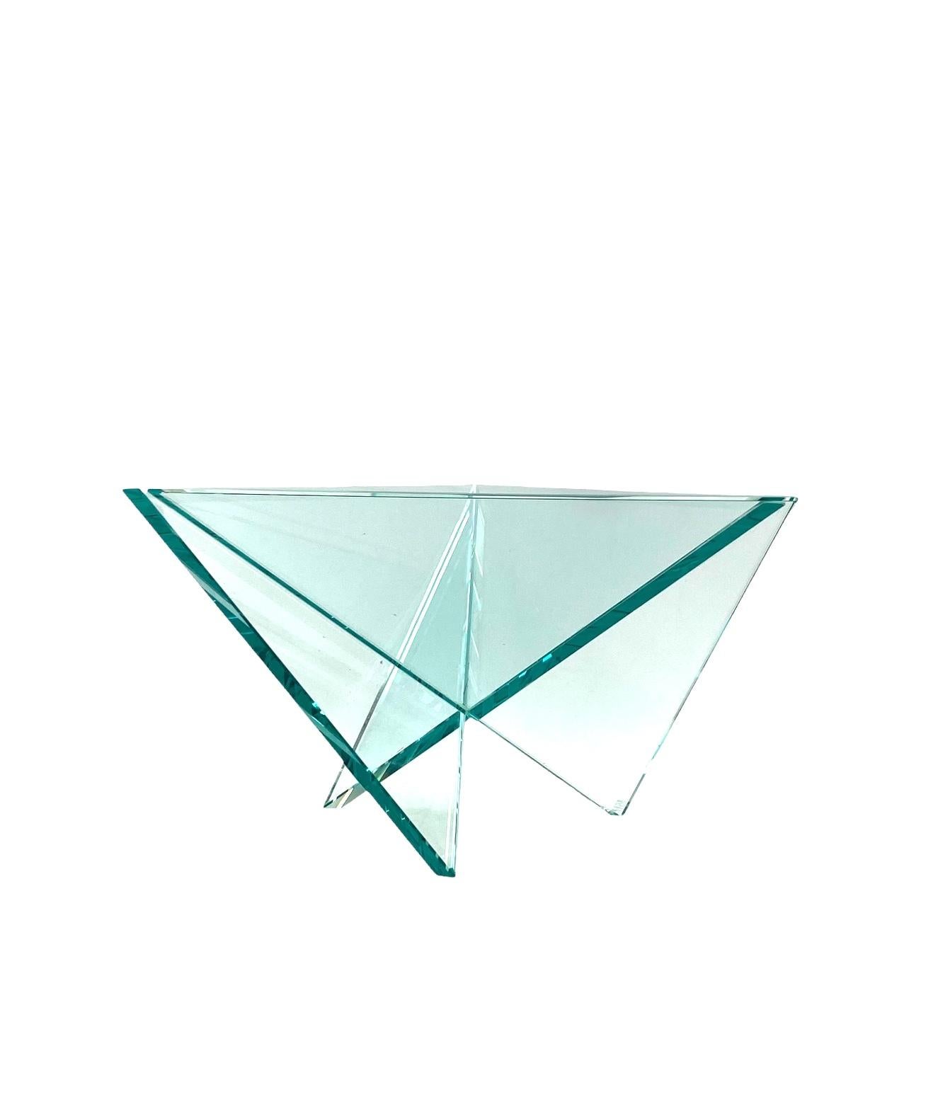Glass Postmodern molded glass bowl / centerpiece, RSVP Italy 1980s For Sale