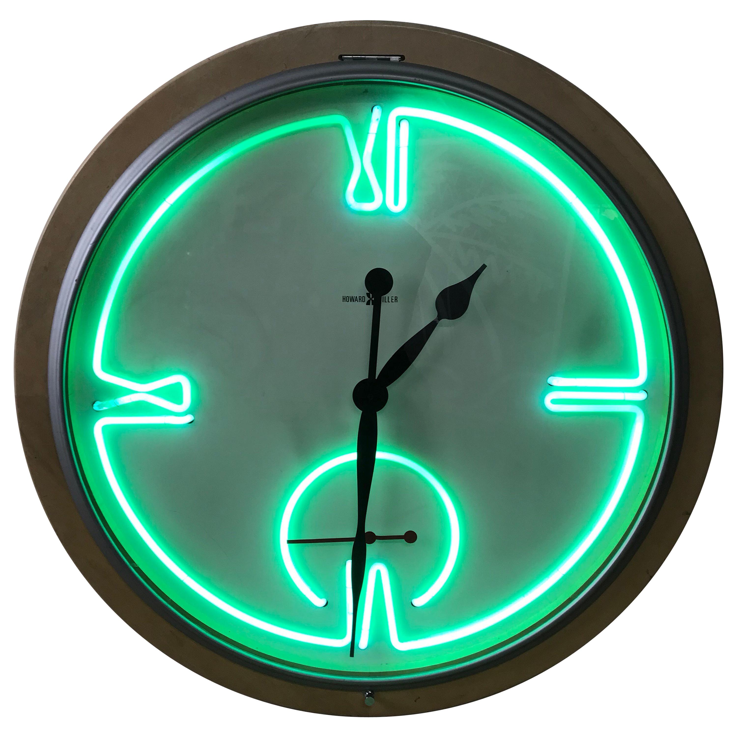 Postmodern Monumental Howard Miller Neon Wall Clock