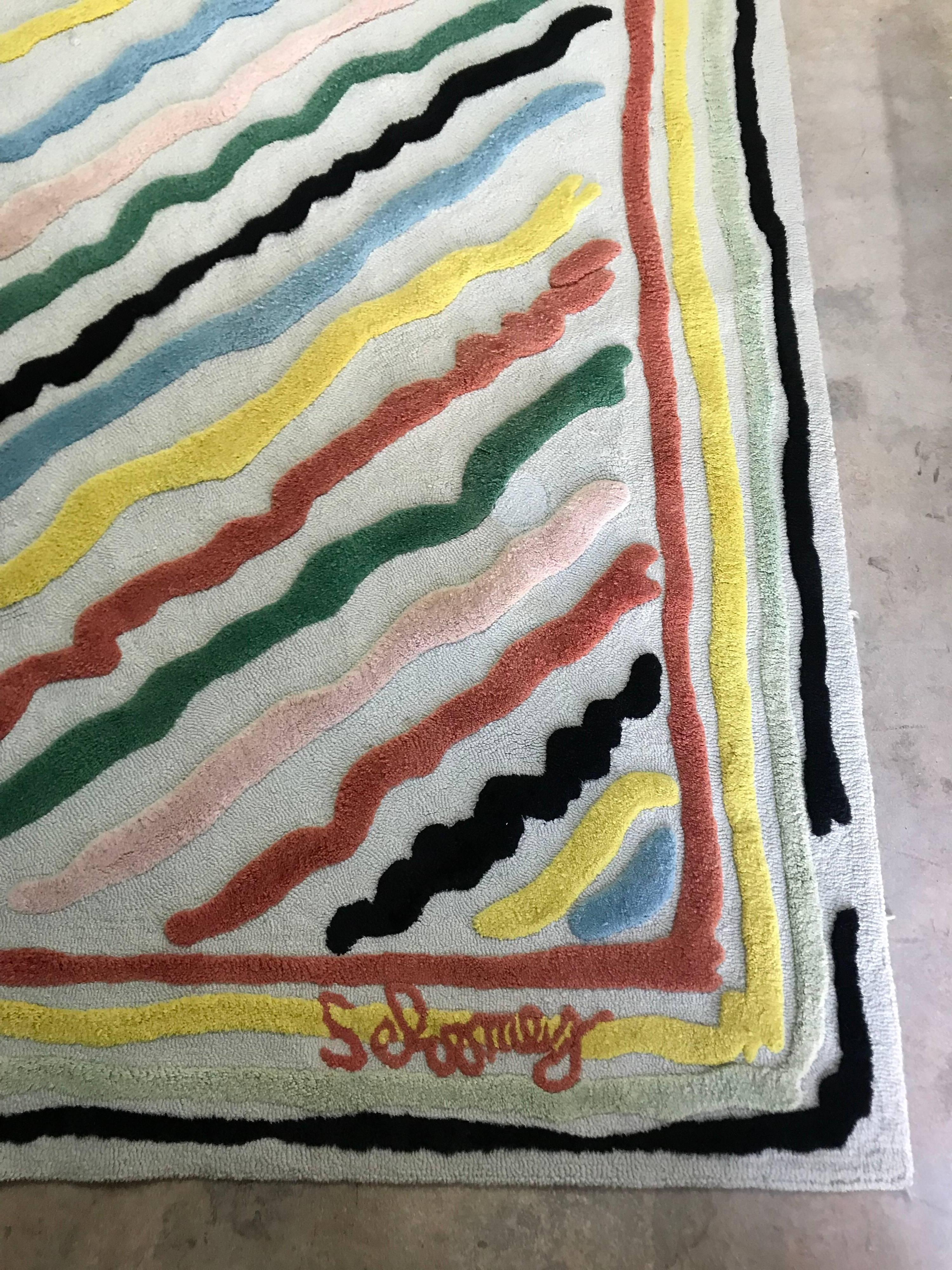 Tapis postmoderne multicolore édition d'artiste, style Edward Fields, 1970 Bon état - En vente à Miami, FL