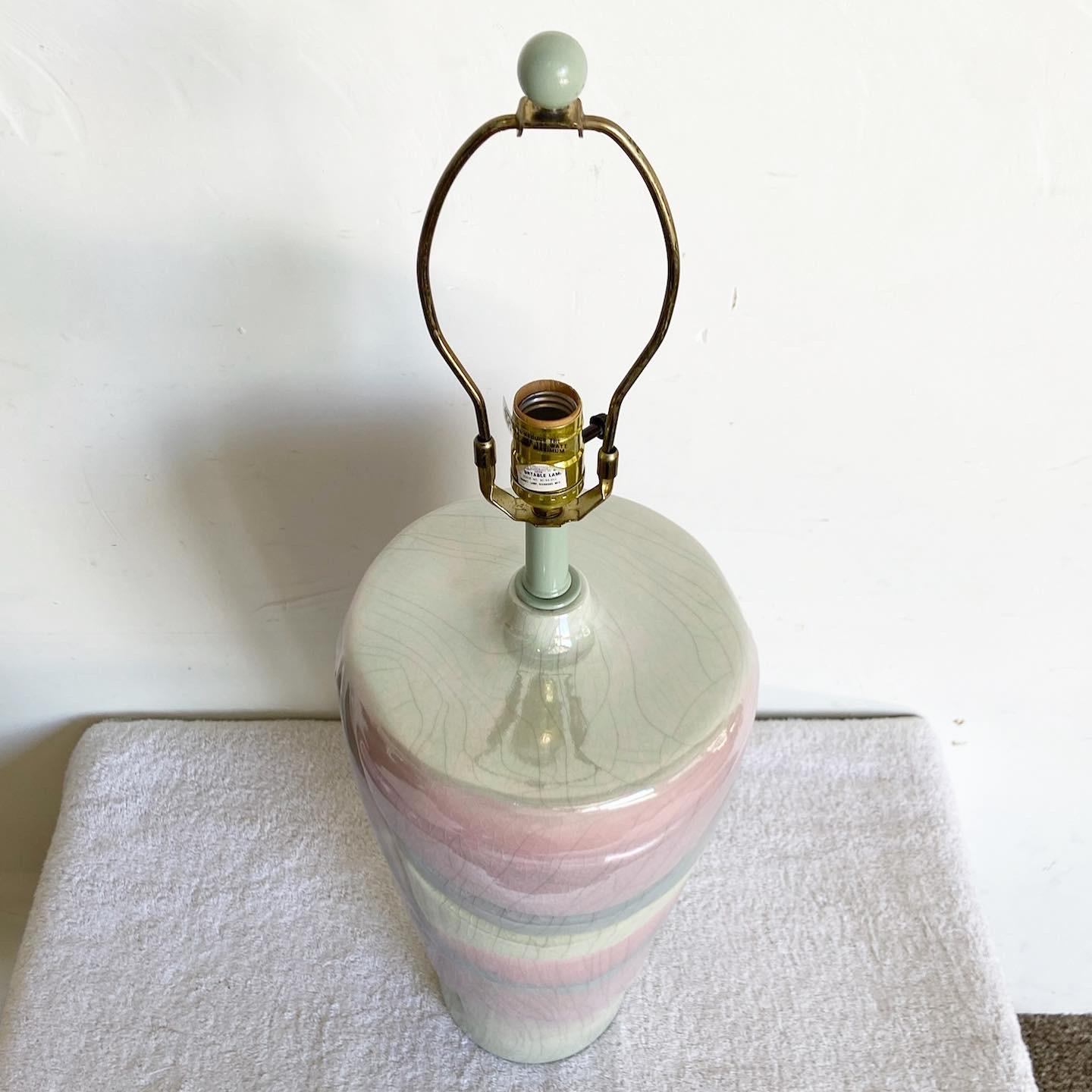 Late 20th Century Postmodern Multi Color Ceramic Table Lamp For Sale