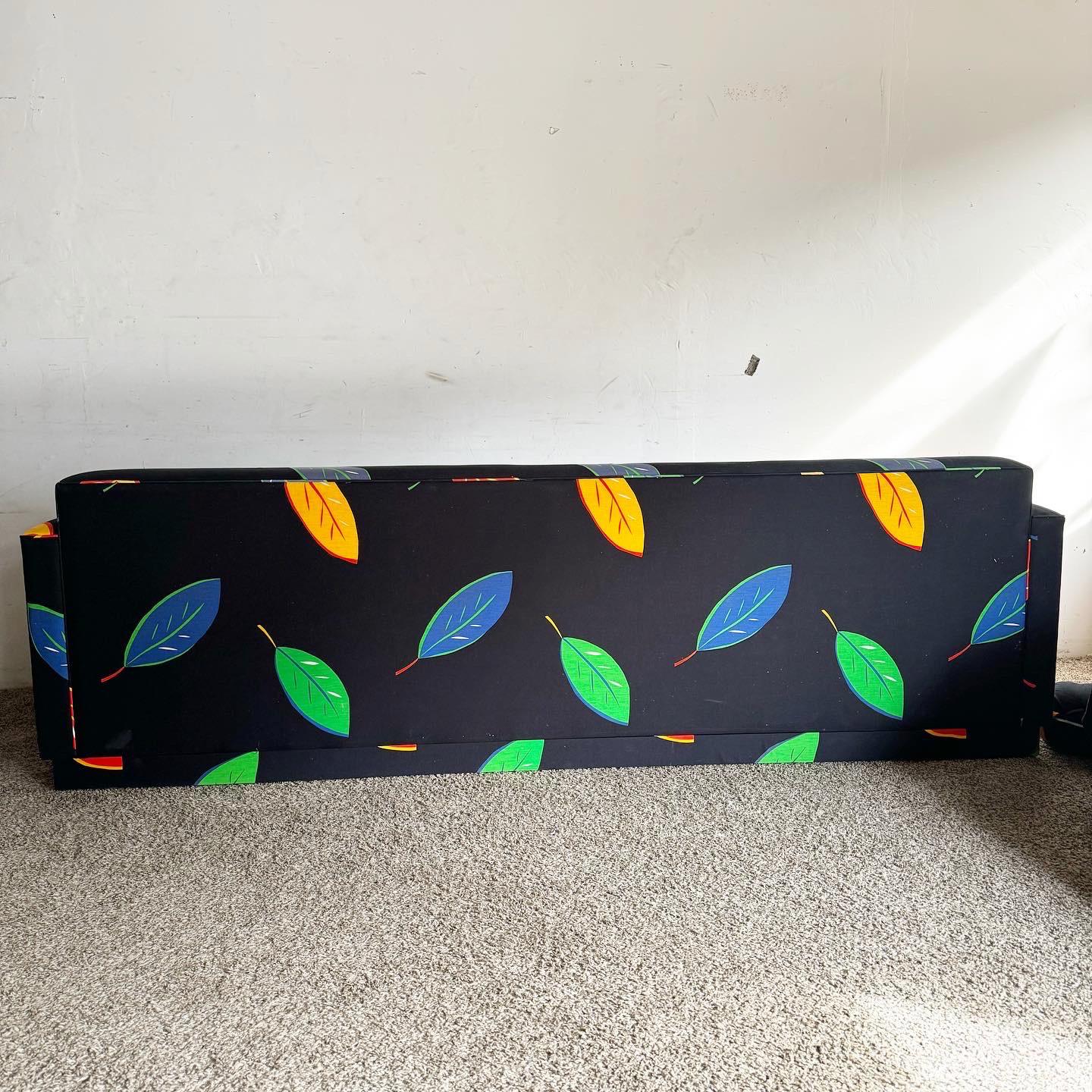 Postmodern Multi Color Leaf/Black Fabric Sofa For Sale 4