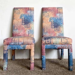 Postmodern Multi Colored Parsons Dining Chairs - Set of 6