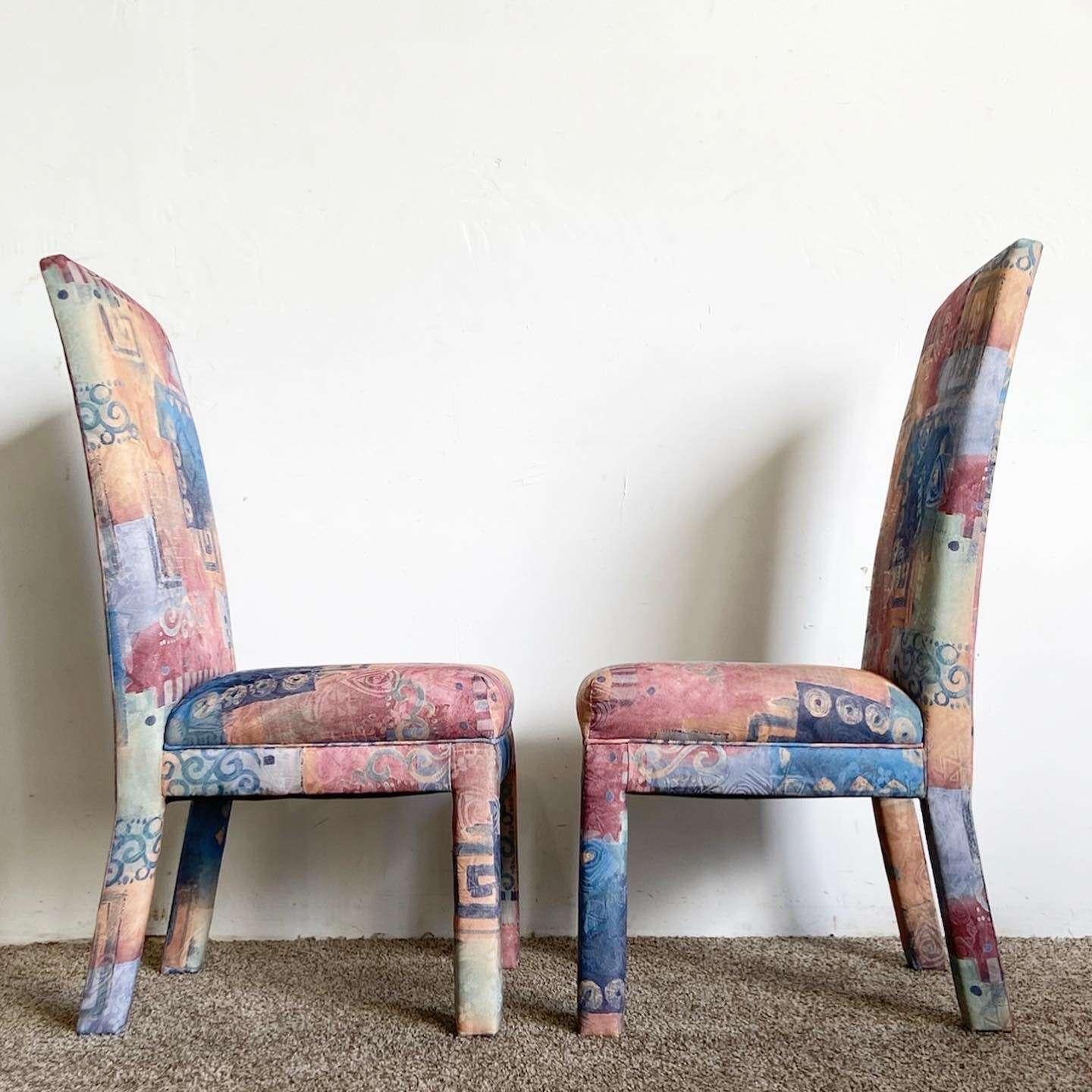 Post-Modern Postmodern Multi Colored Parsons Dining Chairs - Set of 6 For Sale
