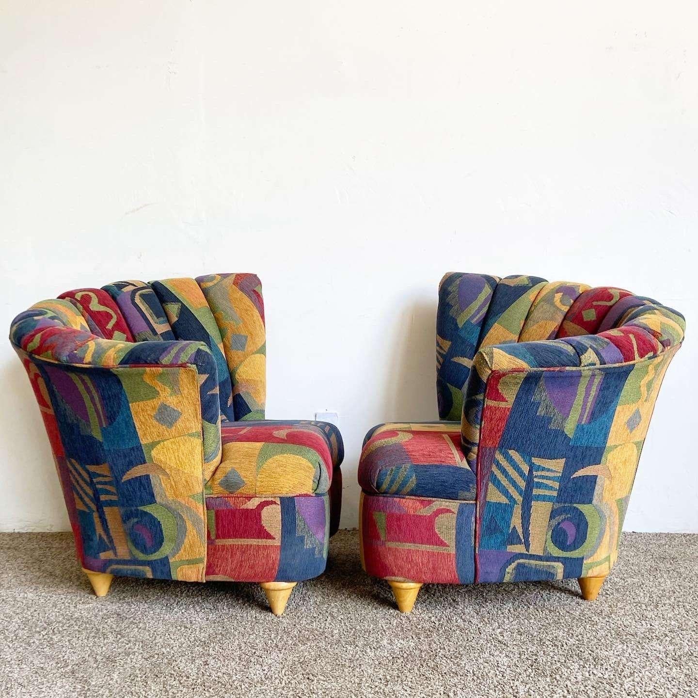 Clam Shell Lounge Postmodern Multi Composed Ascending Clam Shell Barrel Chairs For Sale ...