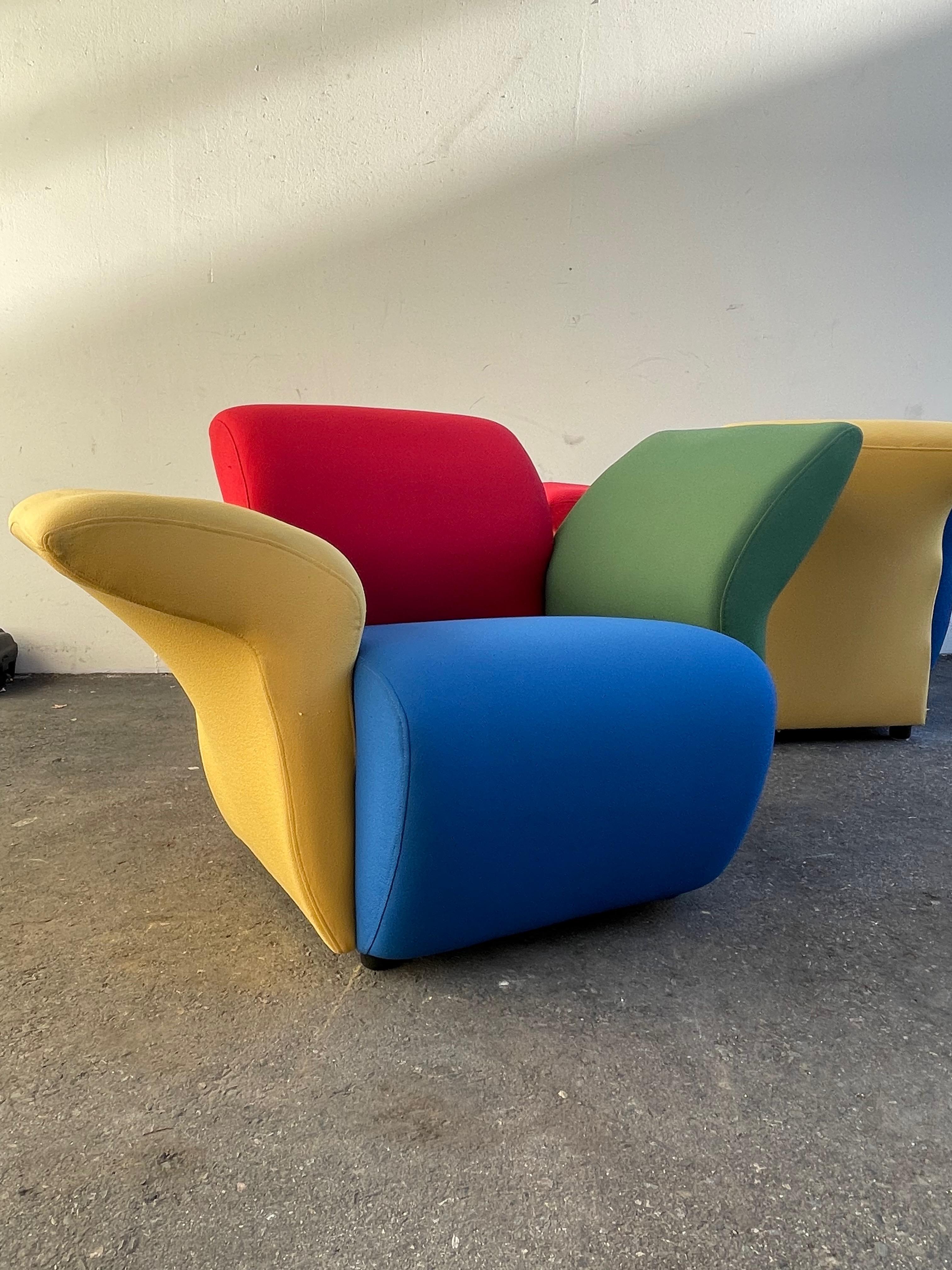 Postmodern Multicolor Lounge Chairs by David Burry, Montreal, 1980s For Sale 3