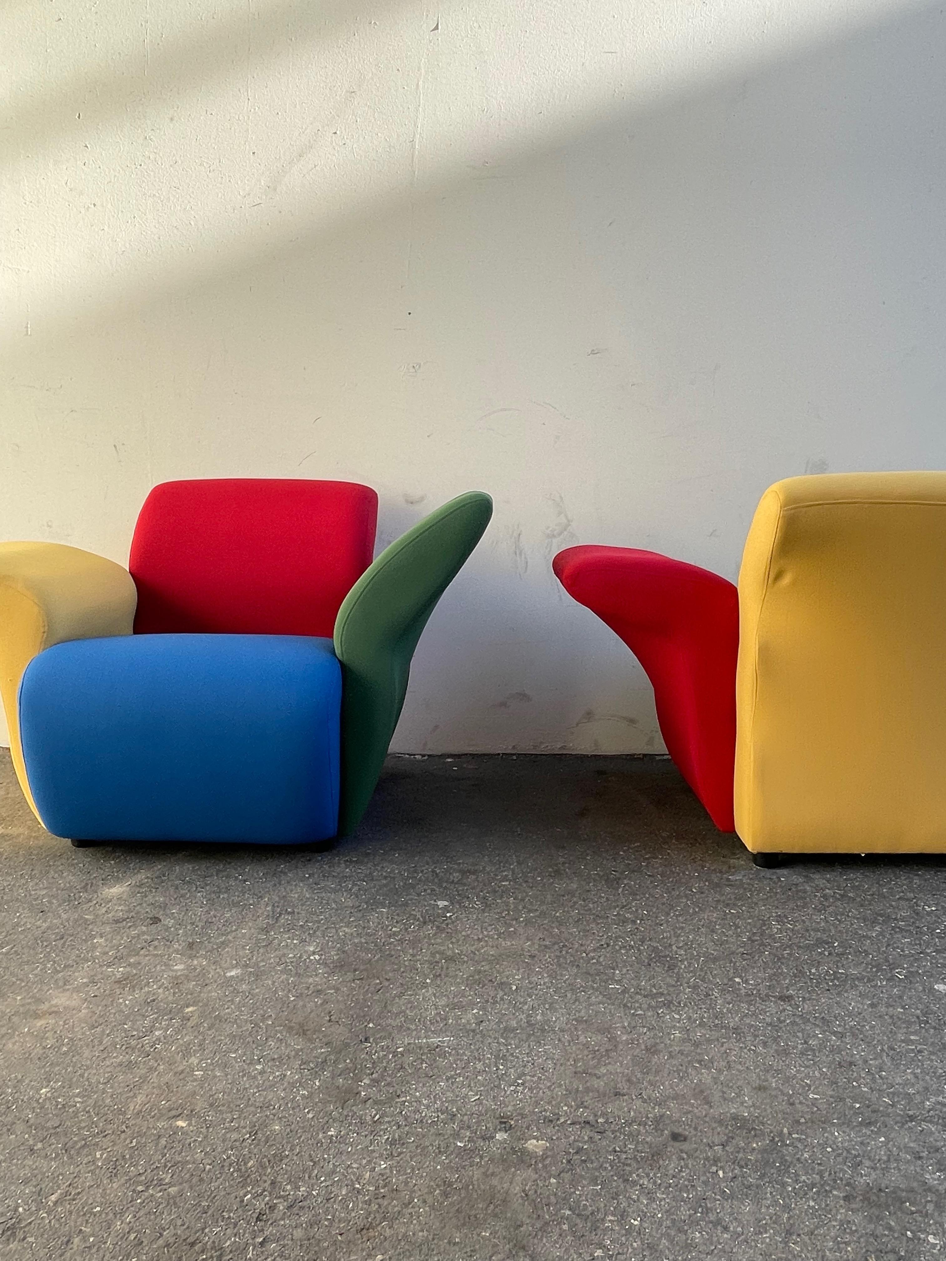 Postmodern Multicolor Lounge Chairs by David Burry, Montreal, 1980s For Sale 3