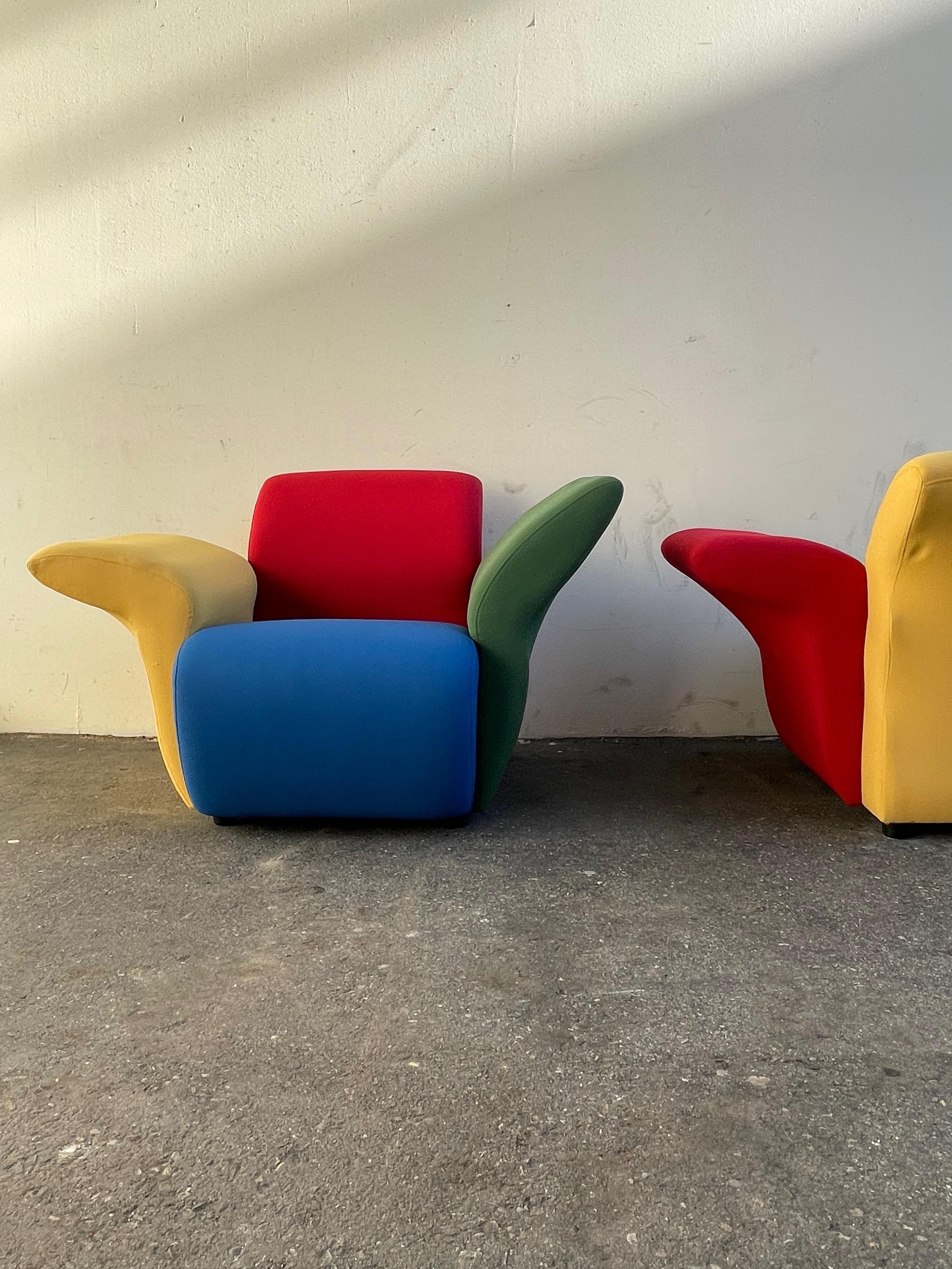 Postmodern Multicolor Lounge Chairs by David Burry, Montreal, 1980s For Sale 5