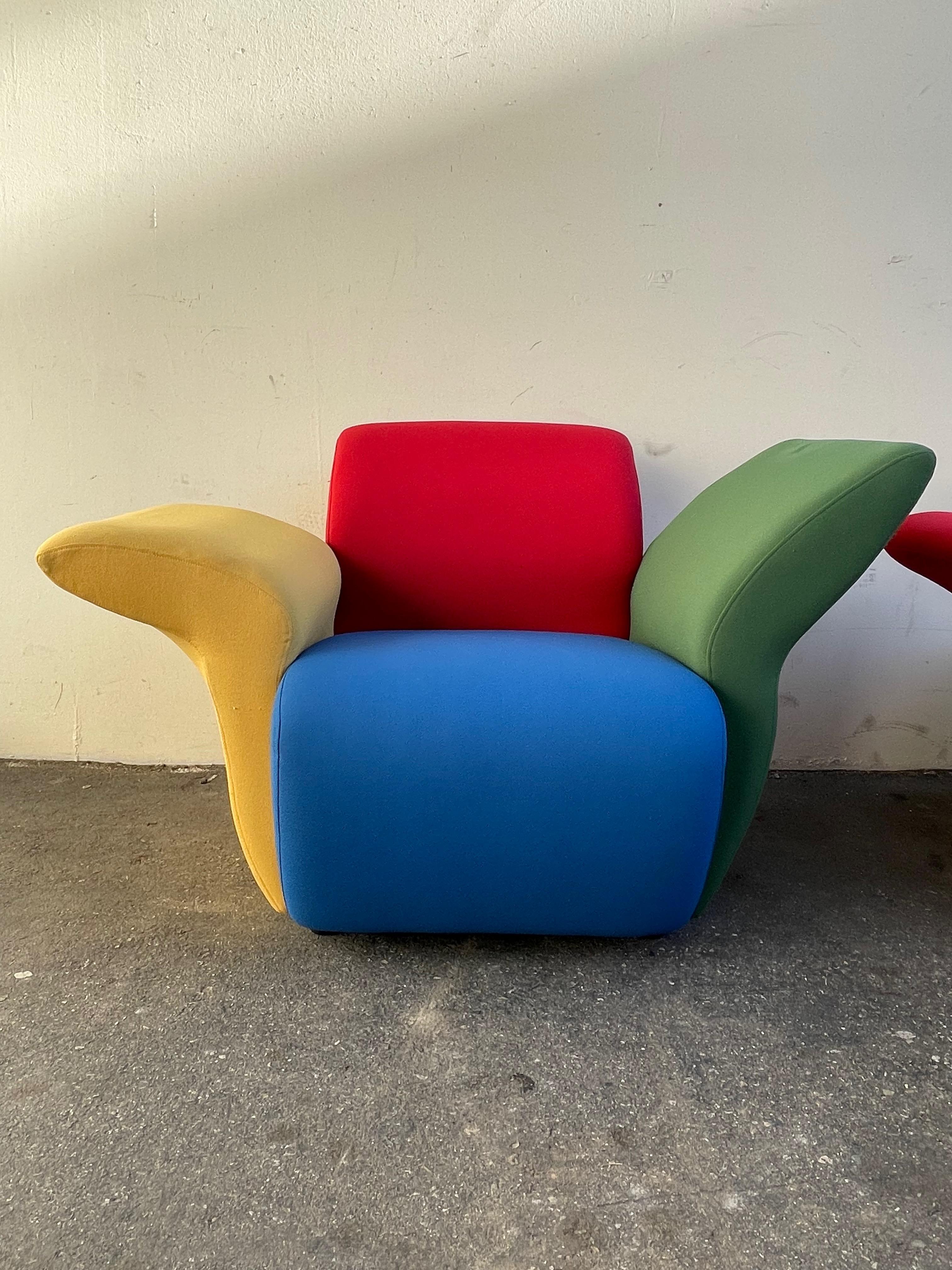 Postmodern Multicolor Lounge Chairs by David Burry, Montreal, 1980s For Sale 6