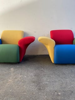 Postmodern Multicolor Lounge Chairs by David Burry, Montreal, 1980s