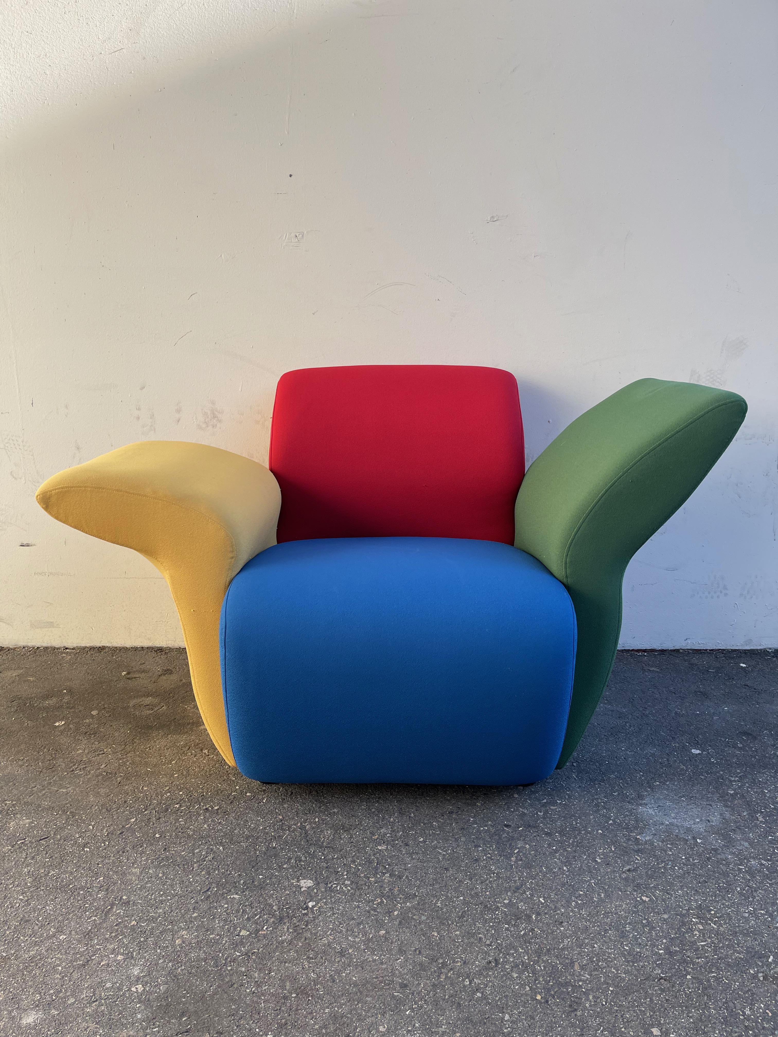 Post-Modern Postmodern Multicolor Lounge Chairs by David Burry, Montreal, 1980s For Sale