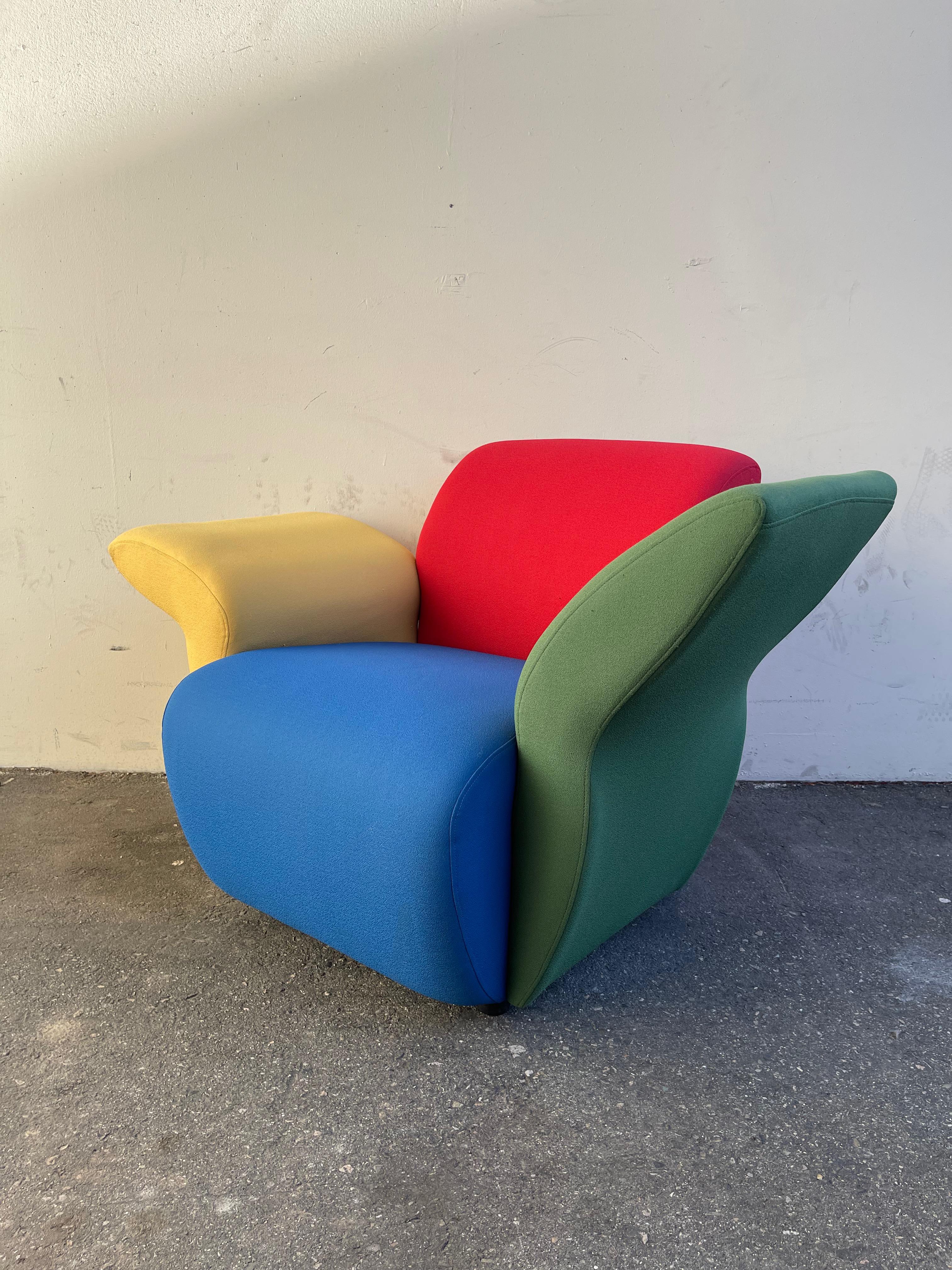 Canadian Postmodern Multicolor Lounge Chairs by David Burry, Montreal, 1980s For Sale
