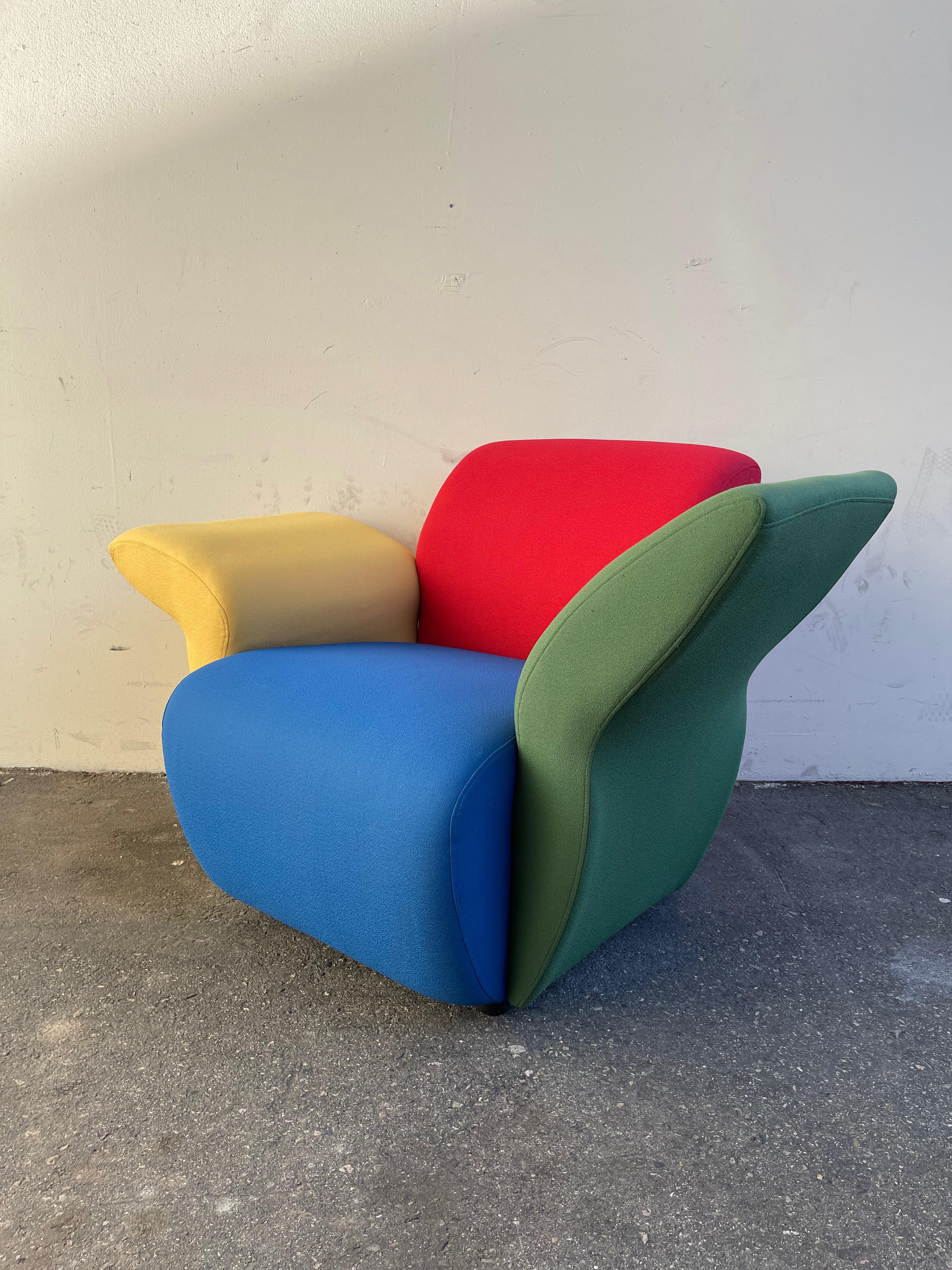 Post-Modern Postmodern Multicolor Lounge Chairs by David Burry, Montreal, 1980s For Sale