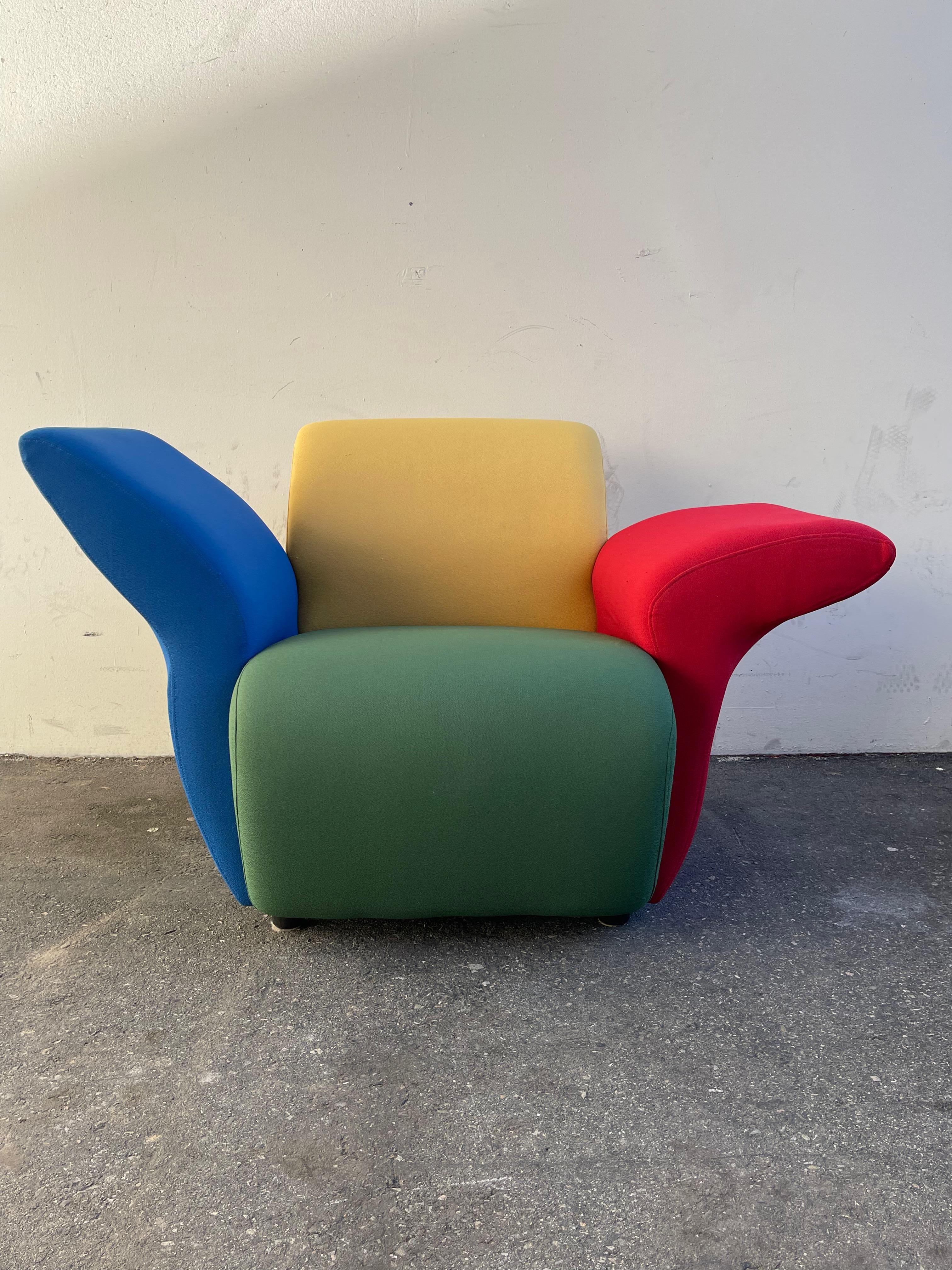Late 20th Century Postmodern Multicolor Lounge Chairs by David Burry, Montreal, 1980s For Sale