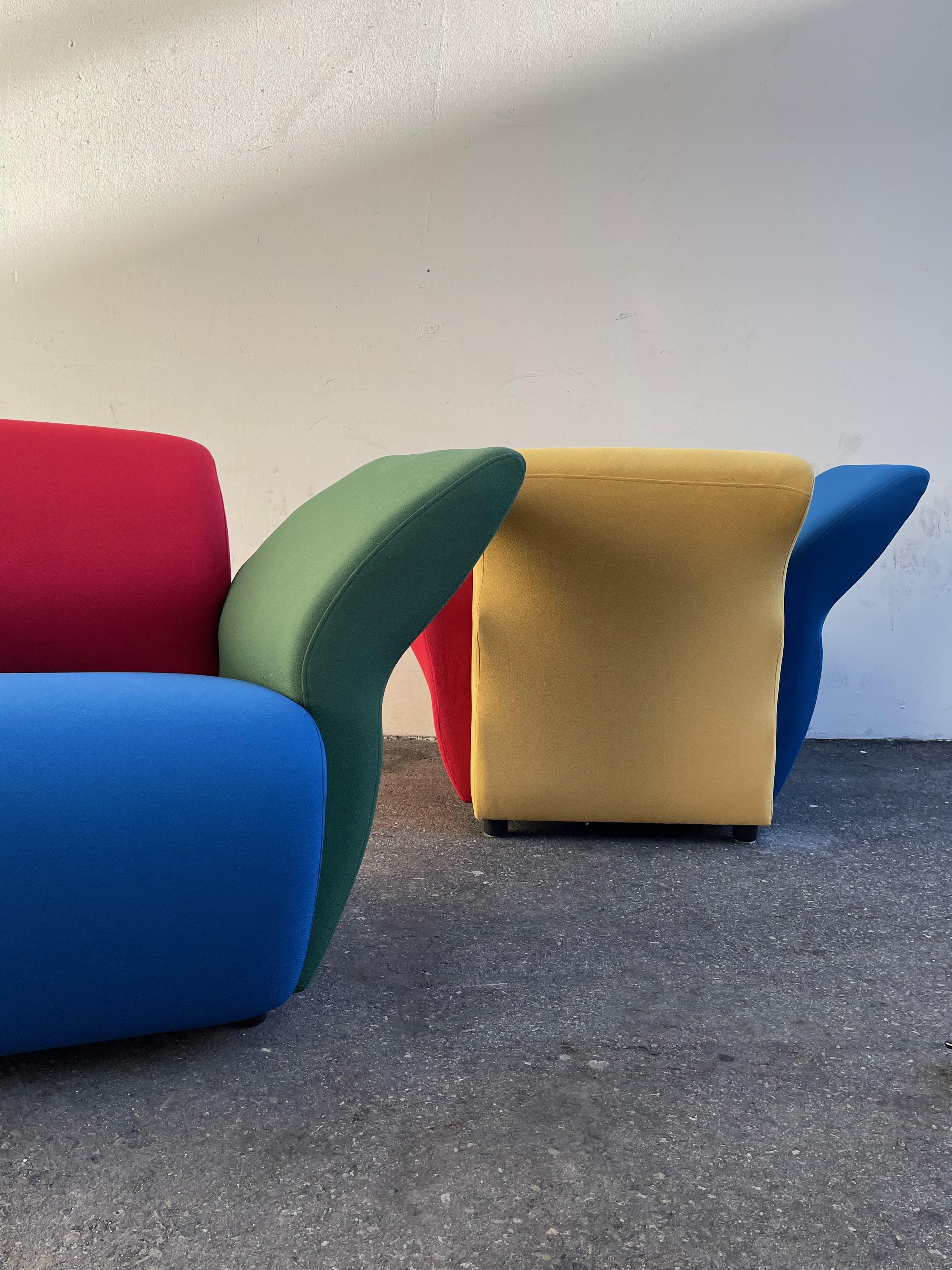 Postmodern Multicolor Lounge Chairs by David Burry, Montreal, 1980s For Sale 1